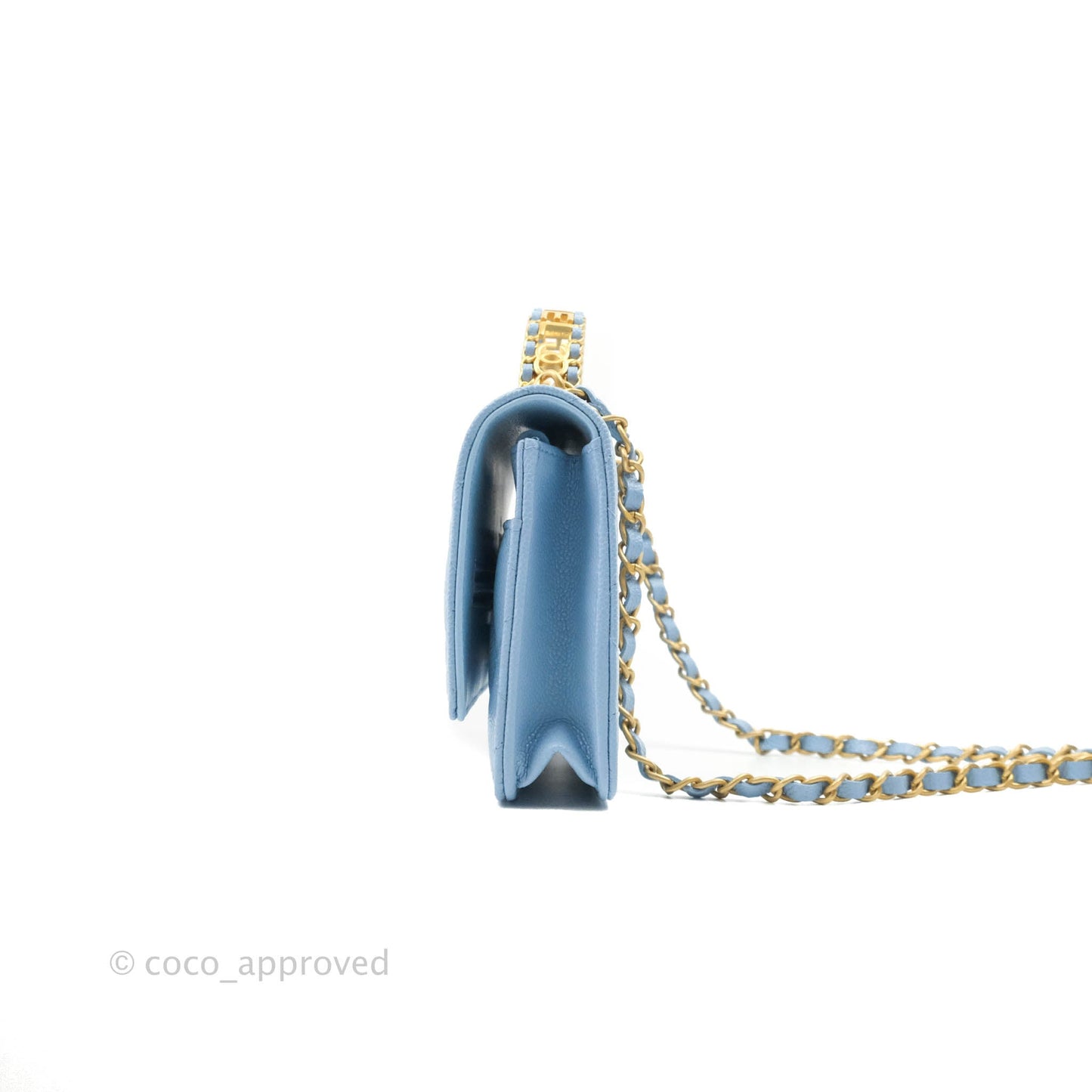 Chanel Top Handle Pick Me Up Wallet On Chain WOC Blue Caviar Gold Hardware 22S