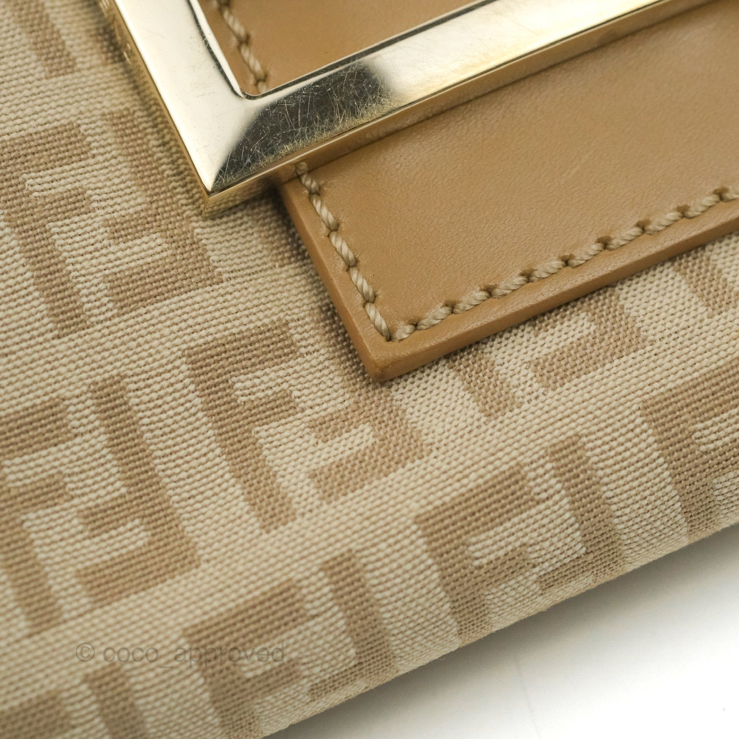 Fendi Vintage Baguette Shoulder Bag Beige Zucchino Canvas