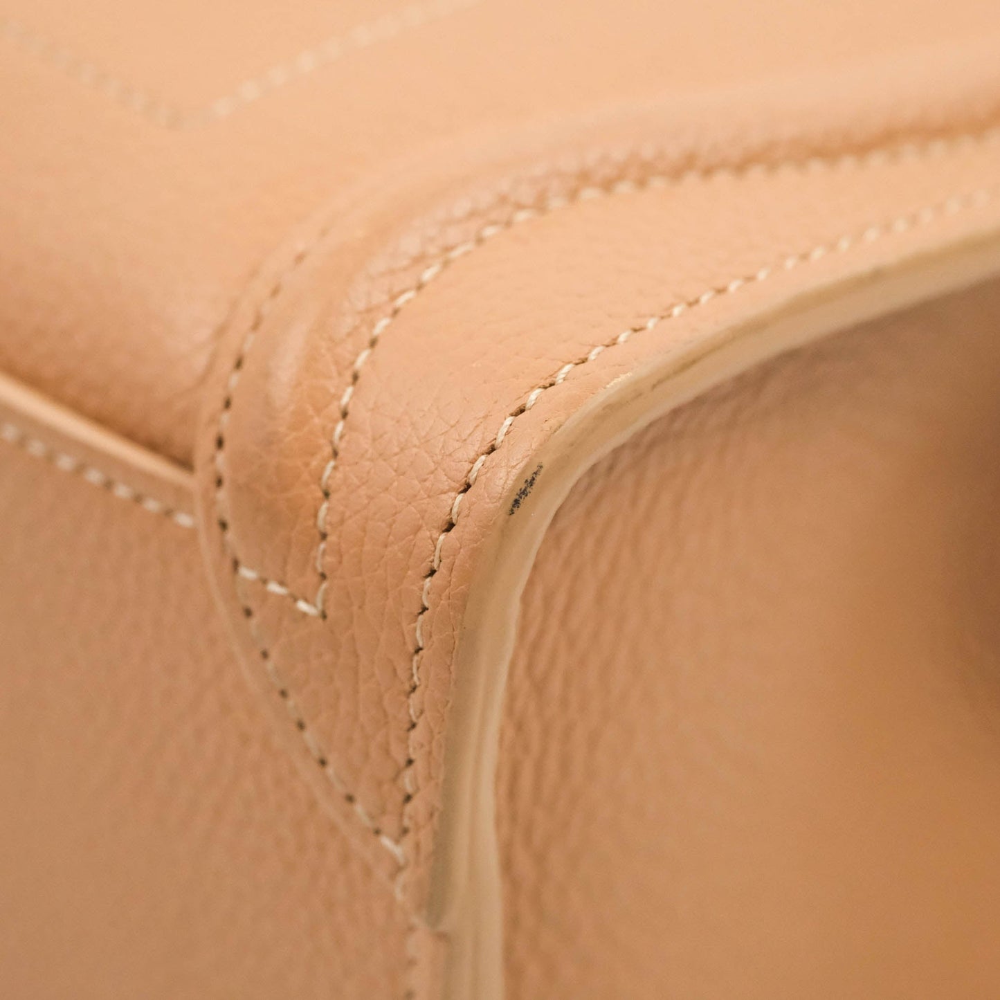 Celine Nano Luggage Drummed Beige Pink Calfskin