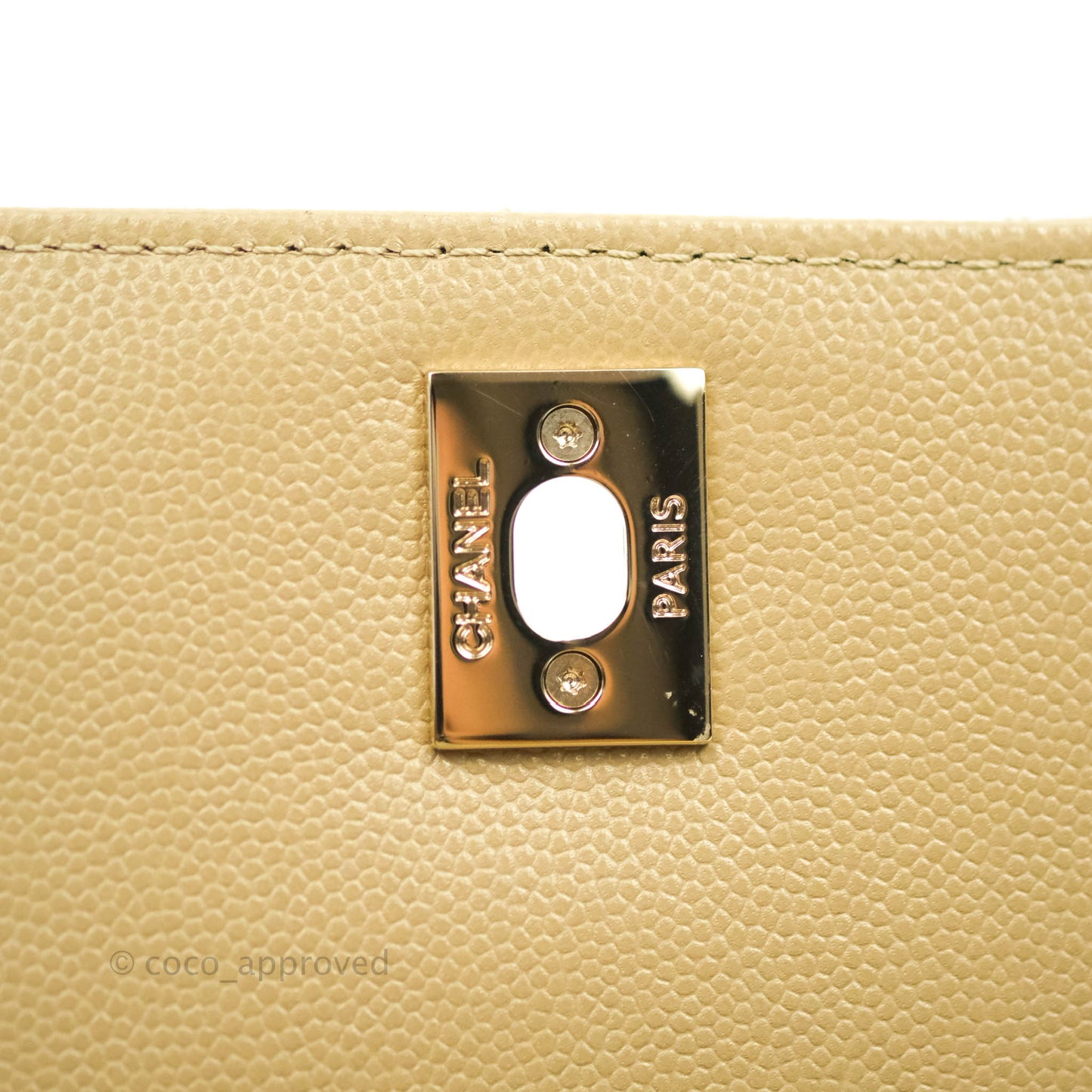 Chanel Mini Beige Coco Handle Quilted Caviar Gold Hardware Embossed Lizard Handle 21A