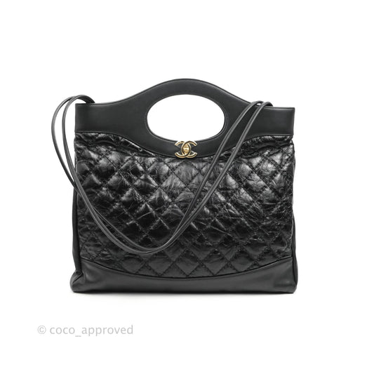 Chanel 31 Medium Shopping Bag Black Aged Calfskin