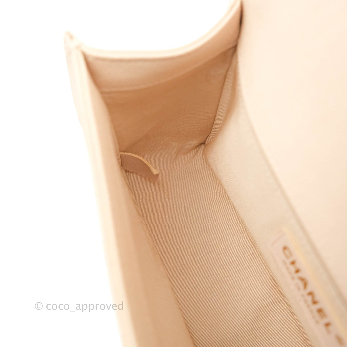 Chanel Quilted Medium Boy Light Pink Beige Caviar Gold Hardware 20A
