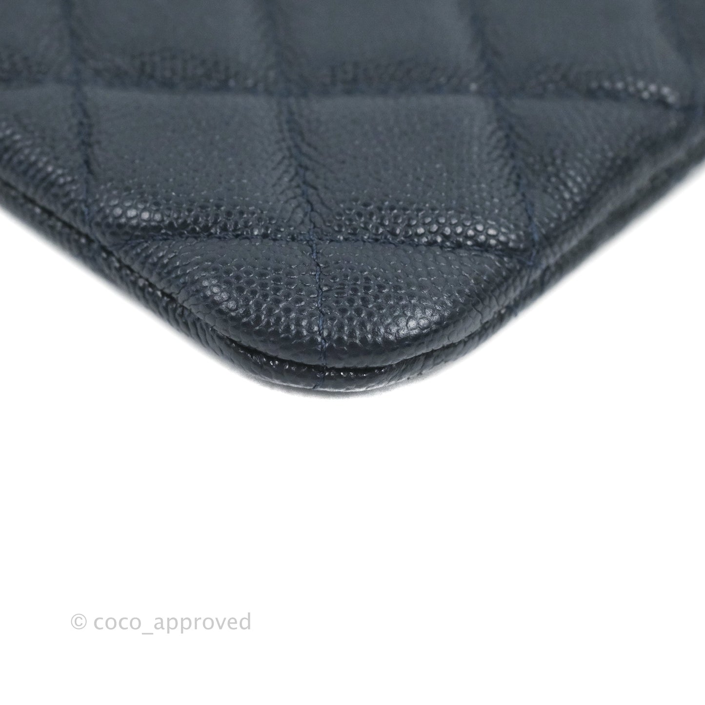 Chanel Quilted Mini O Case Navy Caviar Silver Hardware
