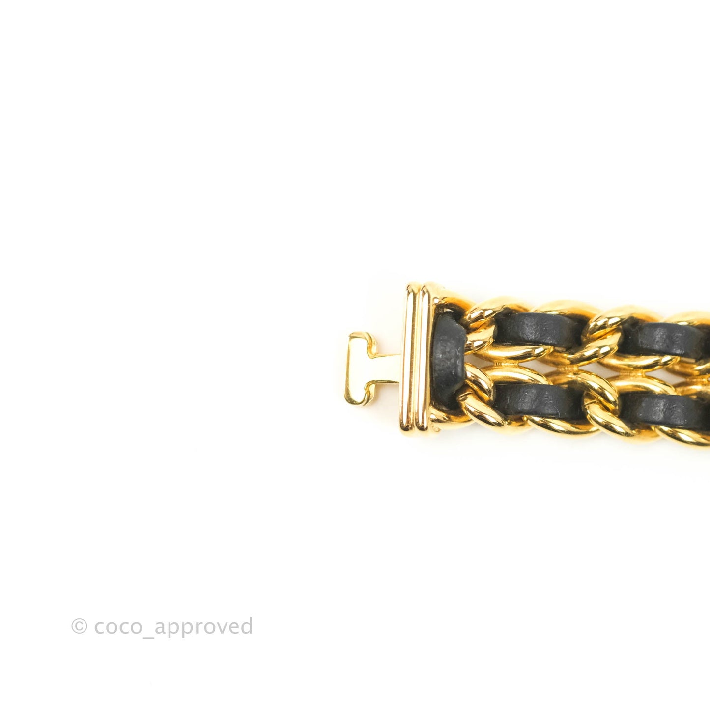 Chanel Vintage Première Watch Black Leather Gold Plated Size M