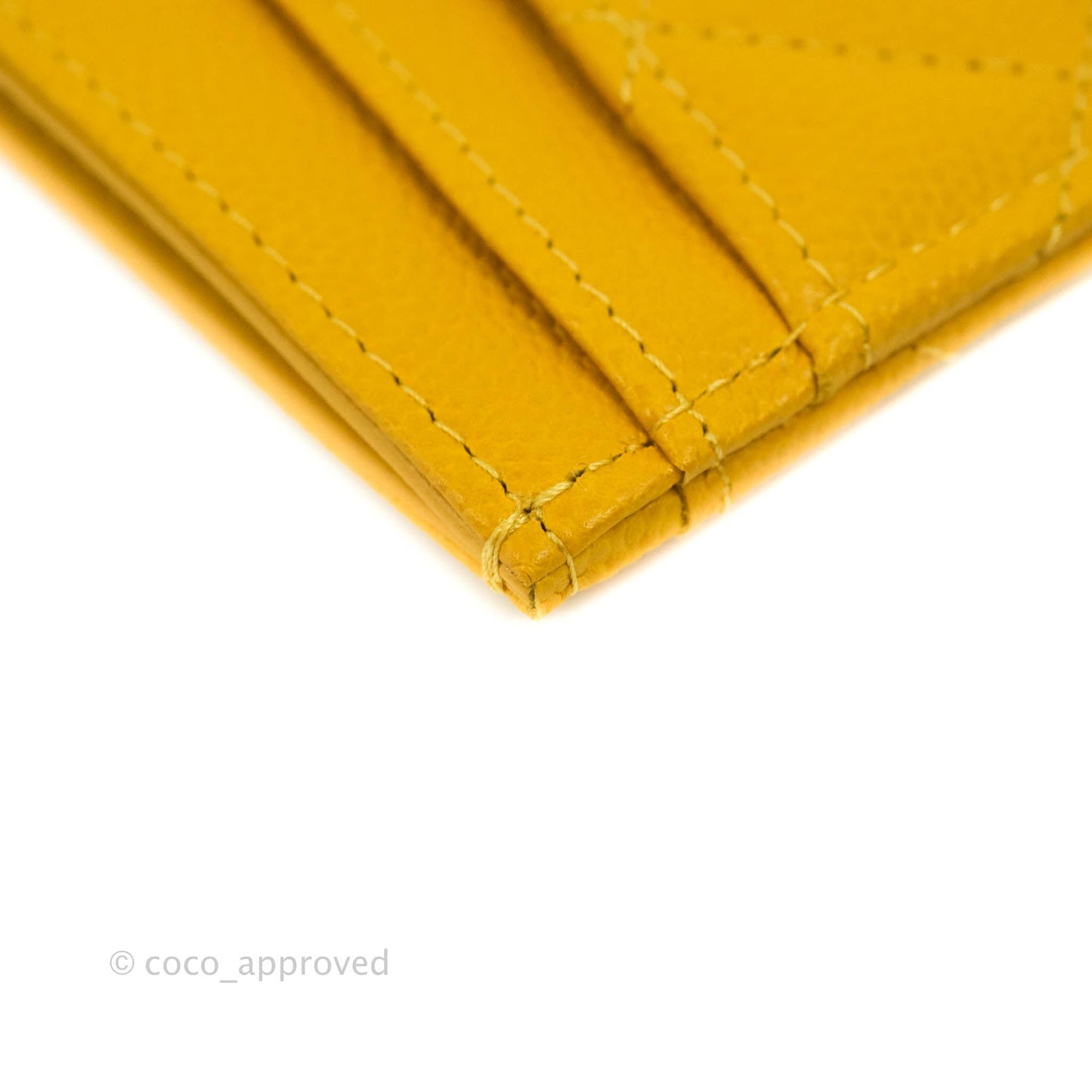 Chanel Classic Flat Card Holder Yellow Caviar Silver Hardware