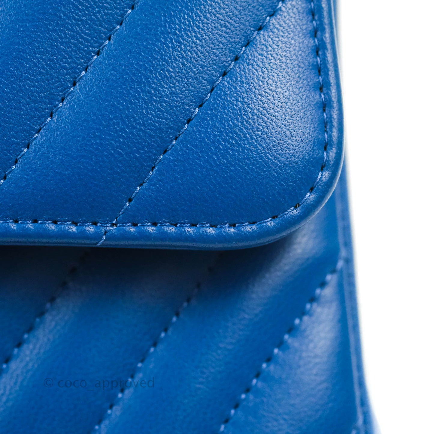 Chanel Classic Chevron S/M Small Double Flap Blue Lambskin Gold Hardware