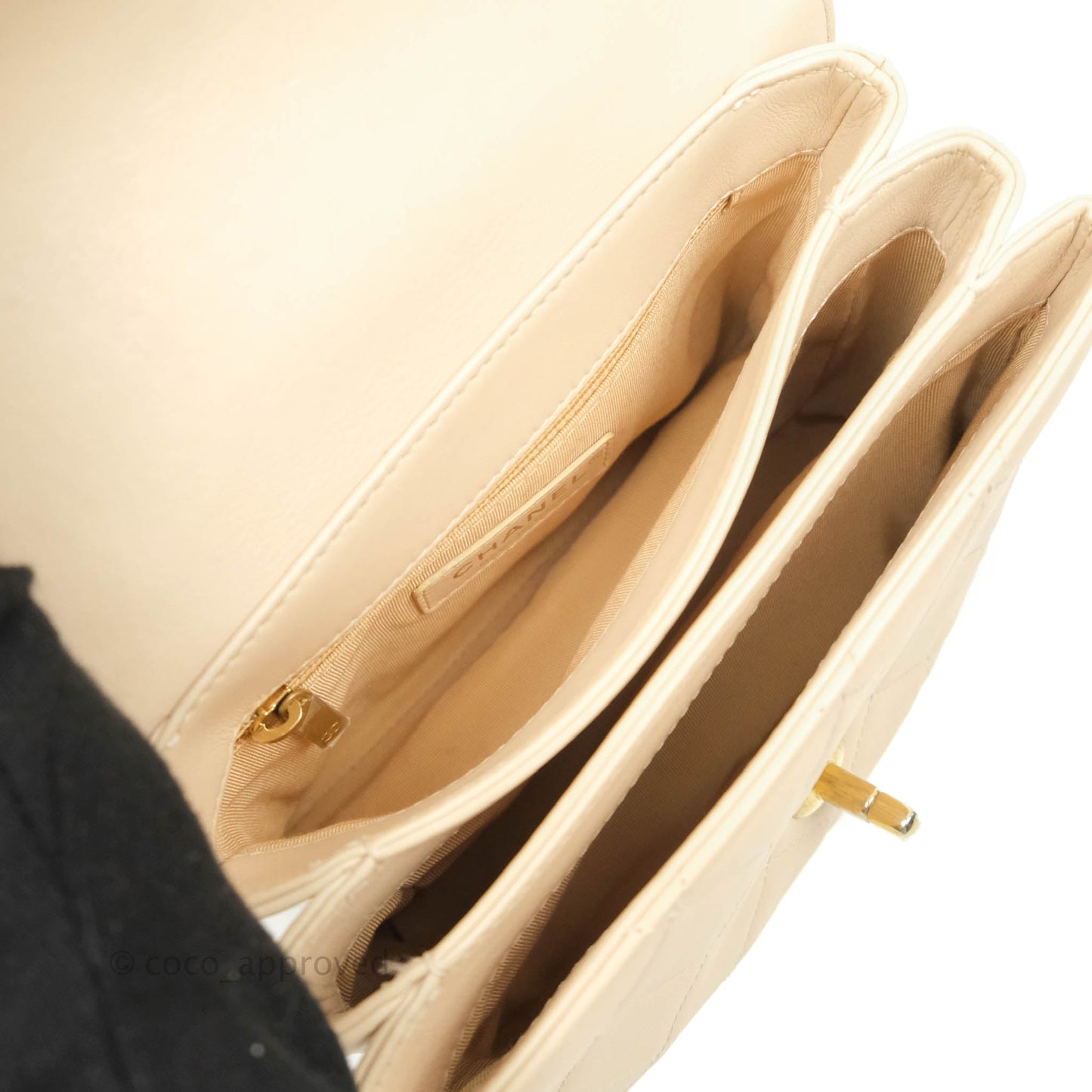 Chanel Small Gold Top Handle Bag Light Beige Lambskin Aged Gold Hardware
