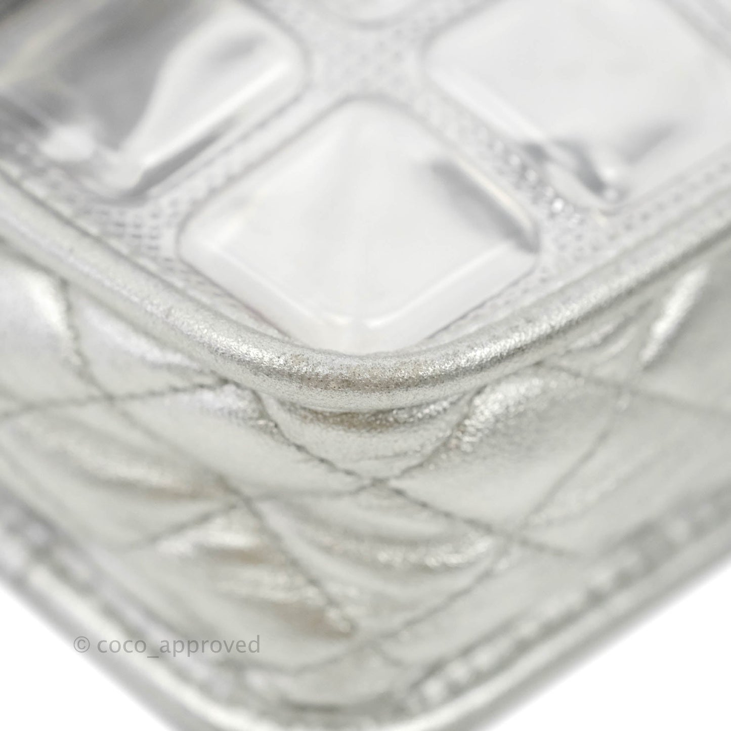 Chanel Vinyl Ice Cube Flap Bag Metallic Silver Silver Hardware