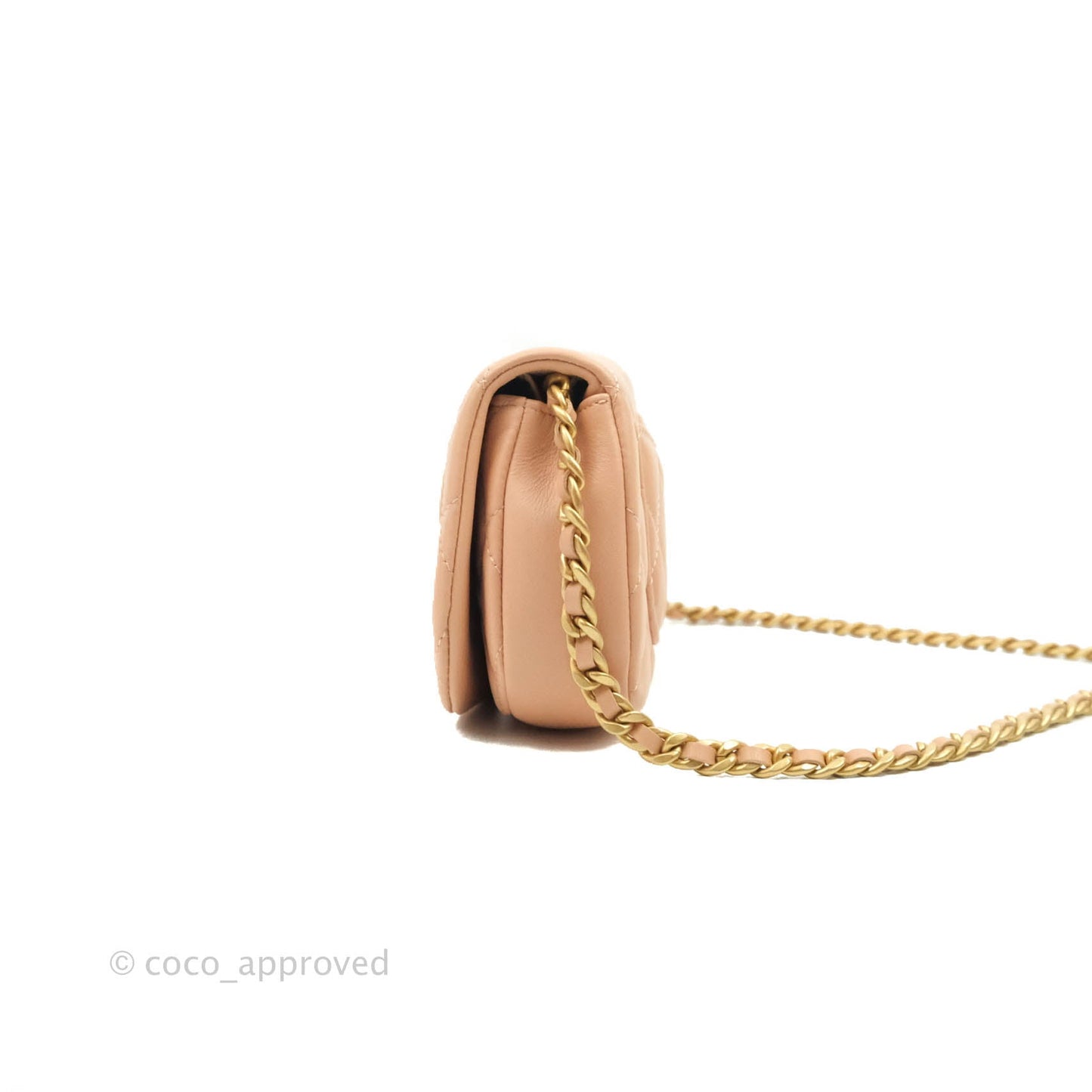 Chanel Clutch with Chain Beige Pink Calfskin Aged Gold Hardware