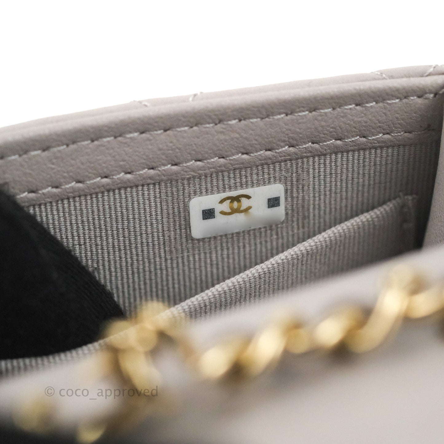 Chanel Mini Quilted Trendy CC Clutch With Chain Grey Lambskin Gold Hardware