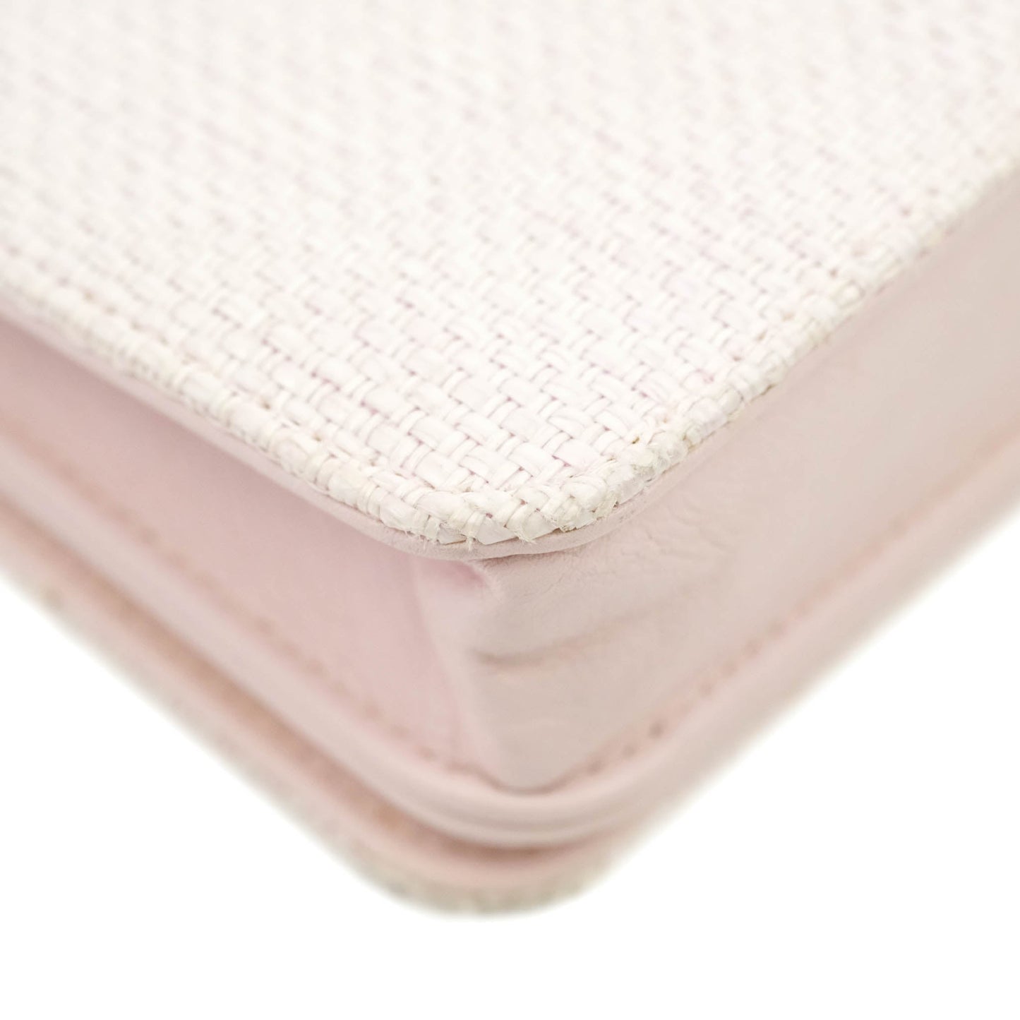 Chanel Deauville Wallet On Chain WOC Pink Canvas Silver Hardware
