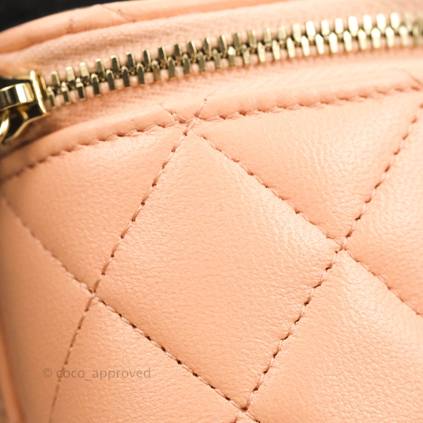 Chanel Classic Mini Pearl Crush Vanity With Chain Pink Lambskin Aged Gold Hardware