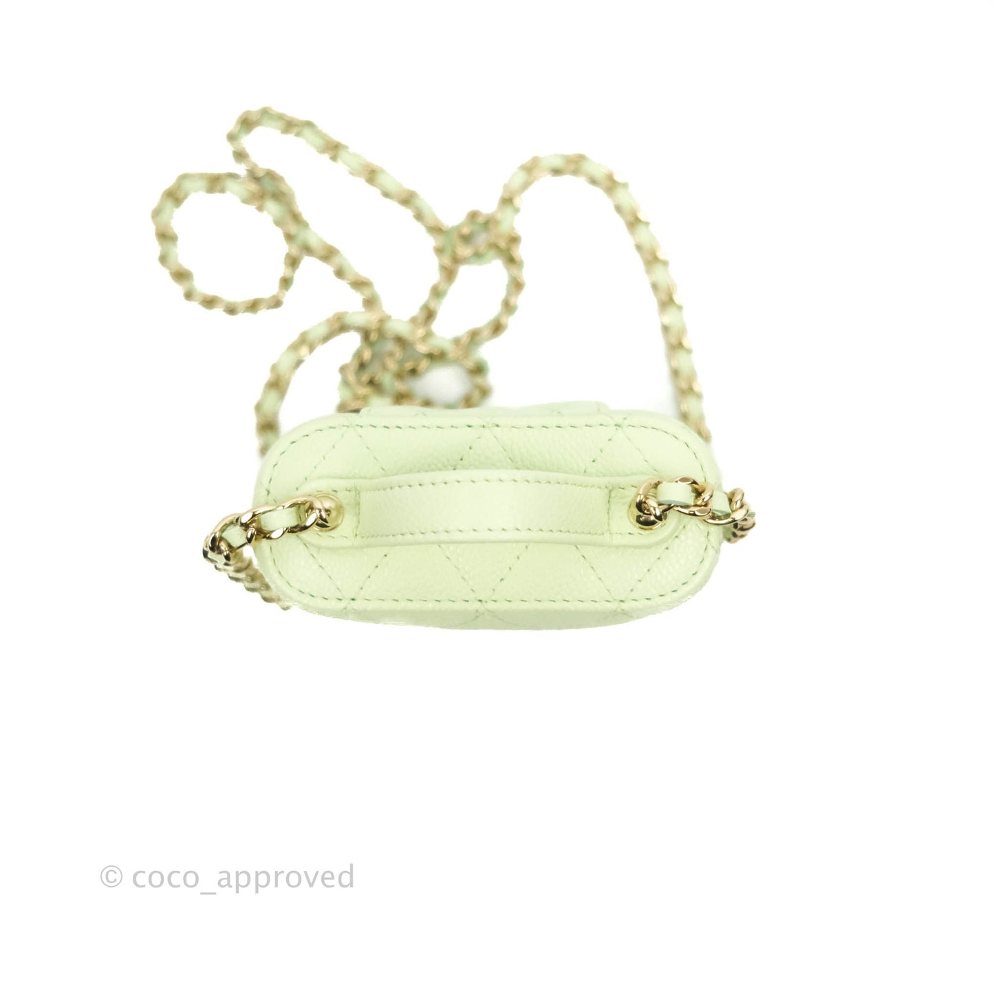 Chanel Quilted Small Handle With Care Vanity Case With Chain Green Caviar Gold Hardware