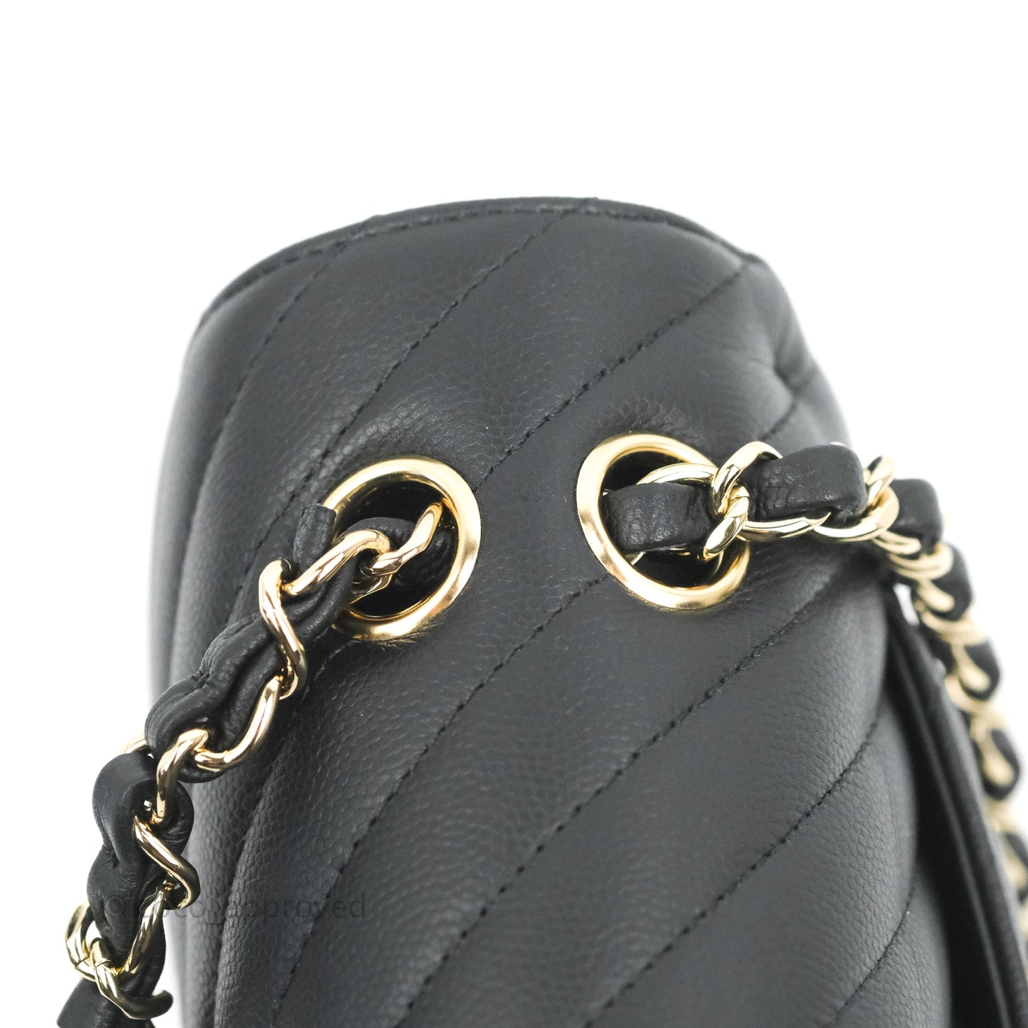 Chanel Classic Chevron S/M Small Double Flap Black Caviar Gold Hardware