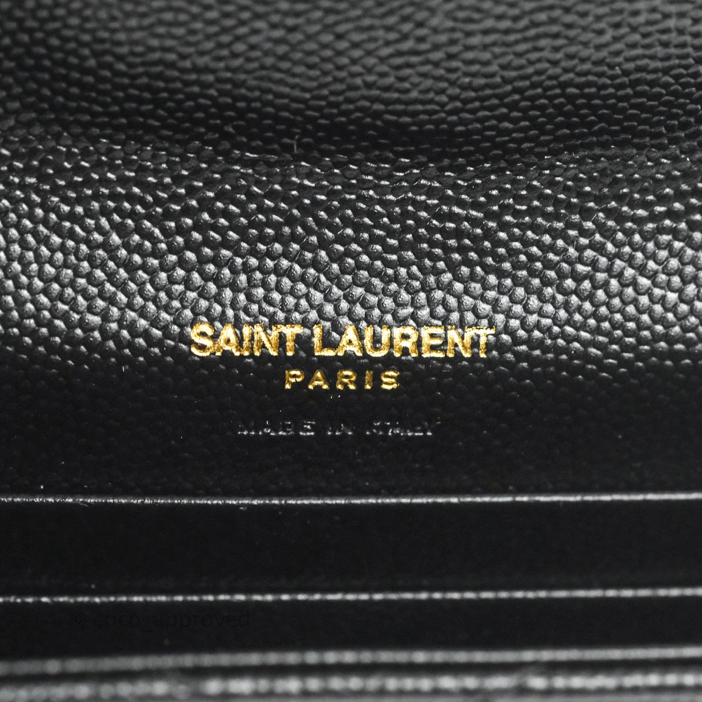 Saint Laurent Monogramme Envelope Wallet Black Grained Calfskin Gold Hardware