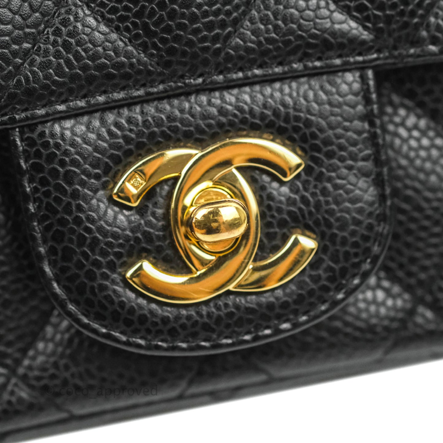 Chanel Quilted Mini Square Flap Bag Black Caviar 24K Gold Hardware