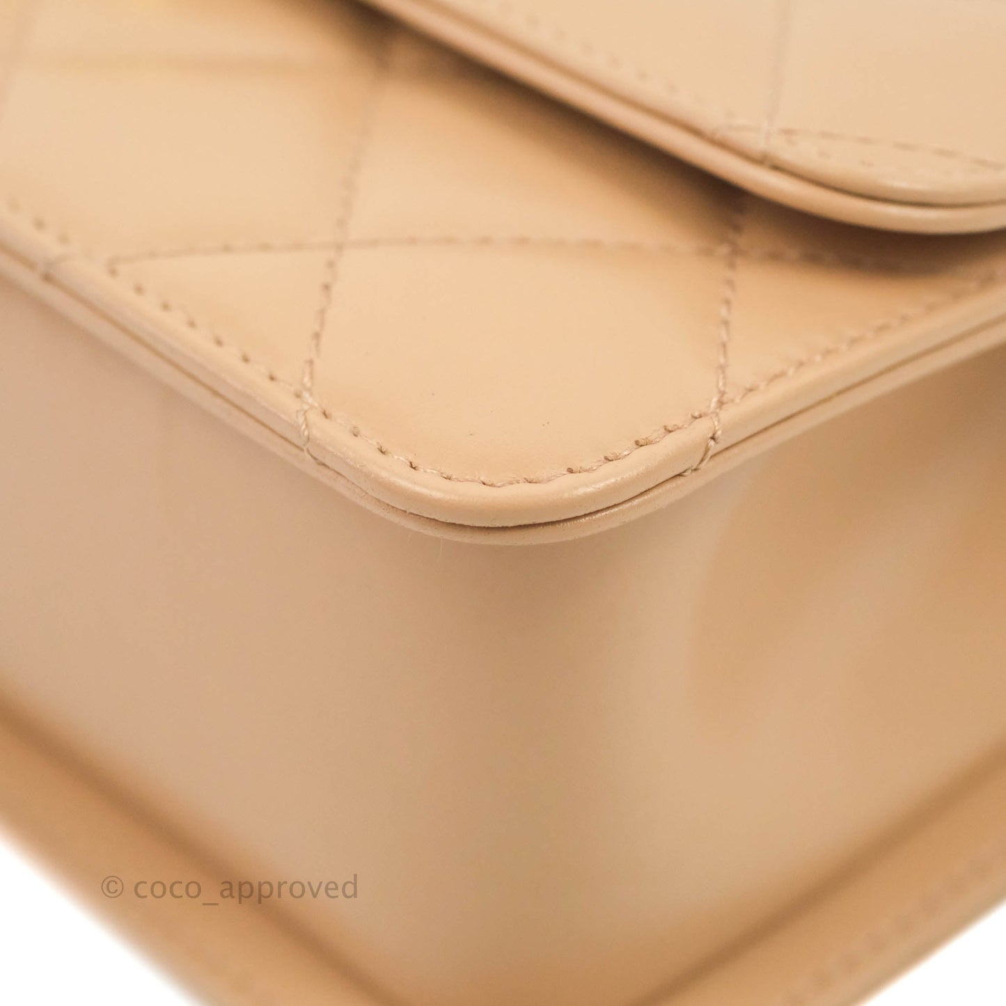 Chanel Quilted Perfect Fit Adjustable Beige Calfskin Gold Hardware 21A