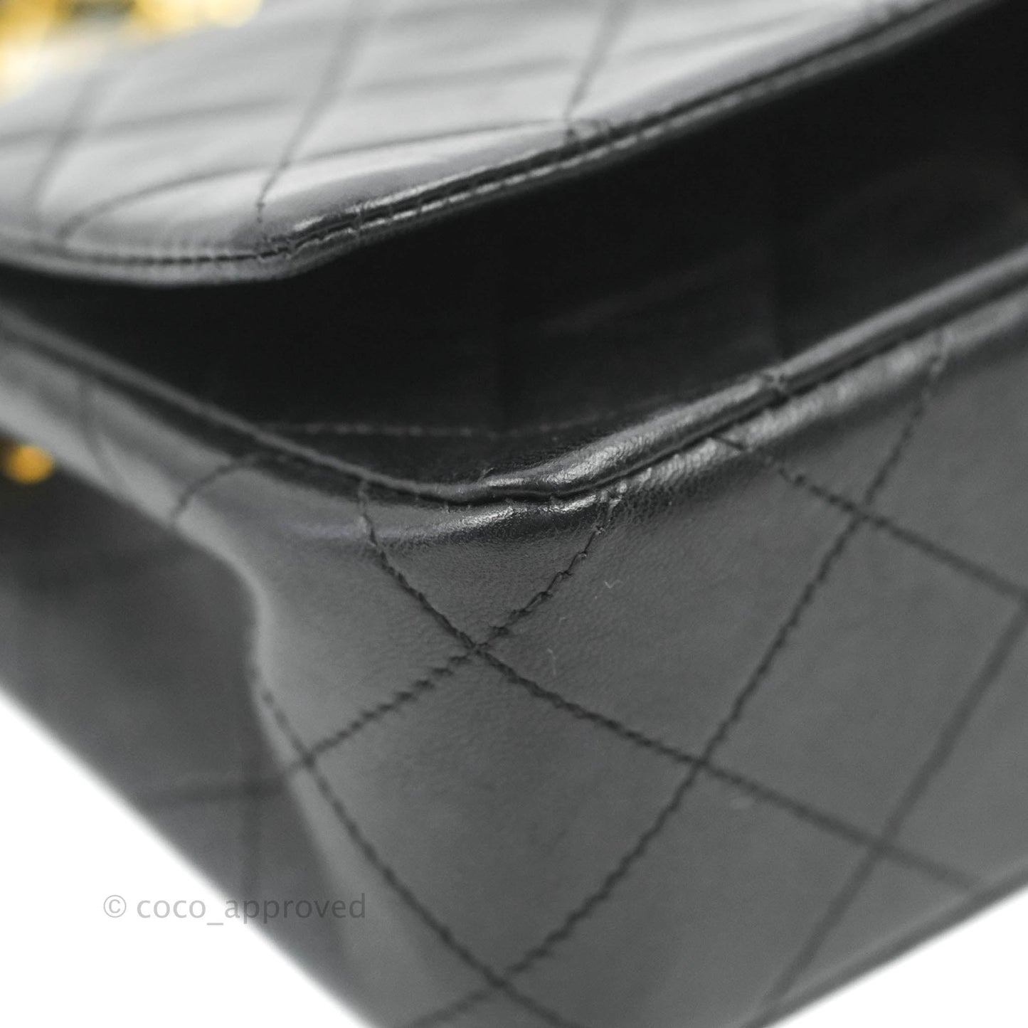 Chanel Vintage Small Single Full Flap Bag Black Lambskin 24K Gold Hardware