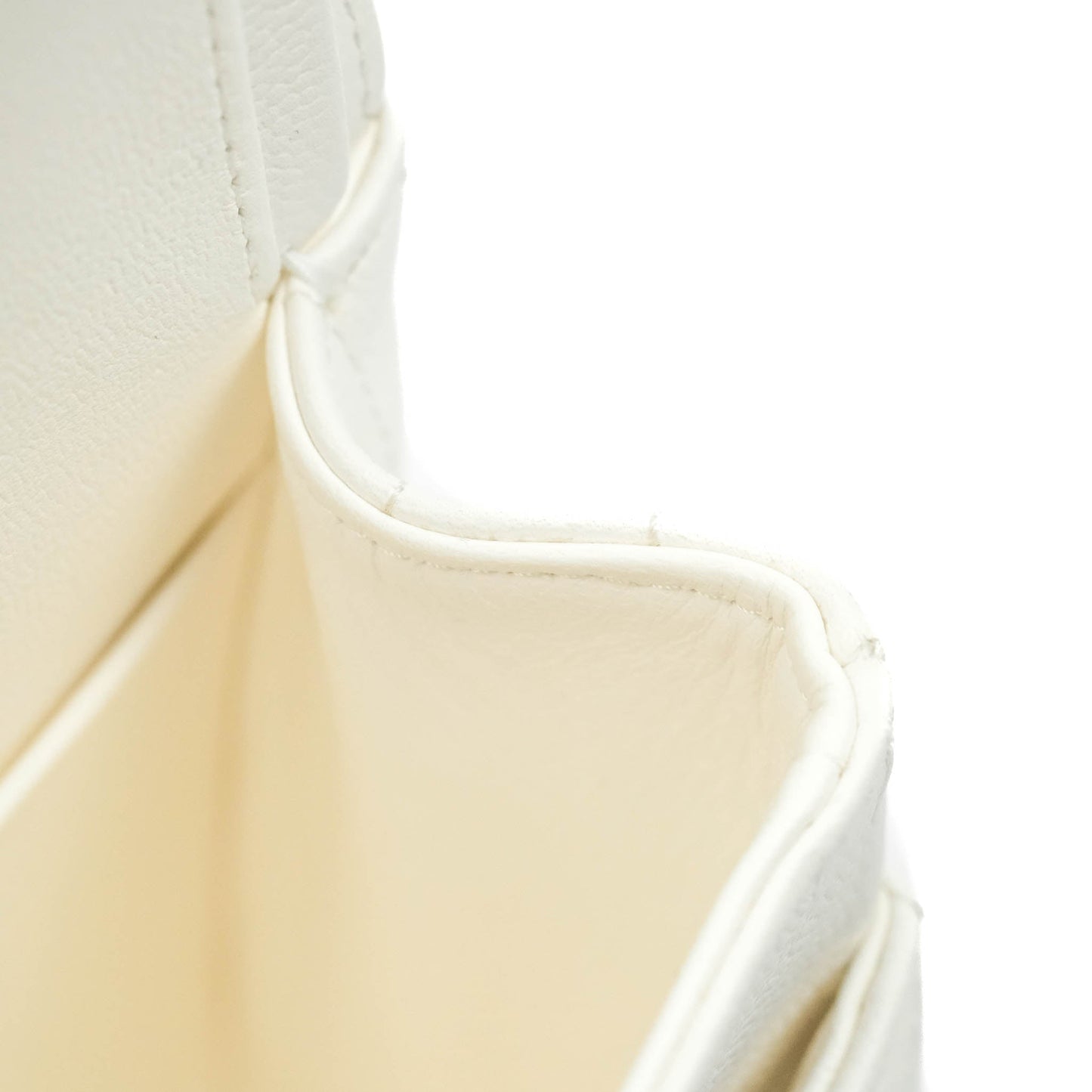 Chanel Chevron M/L Medium Double Flap White Caviar Gold Hardware