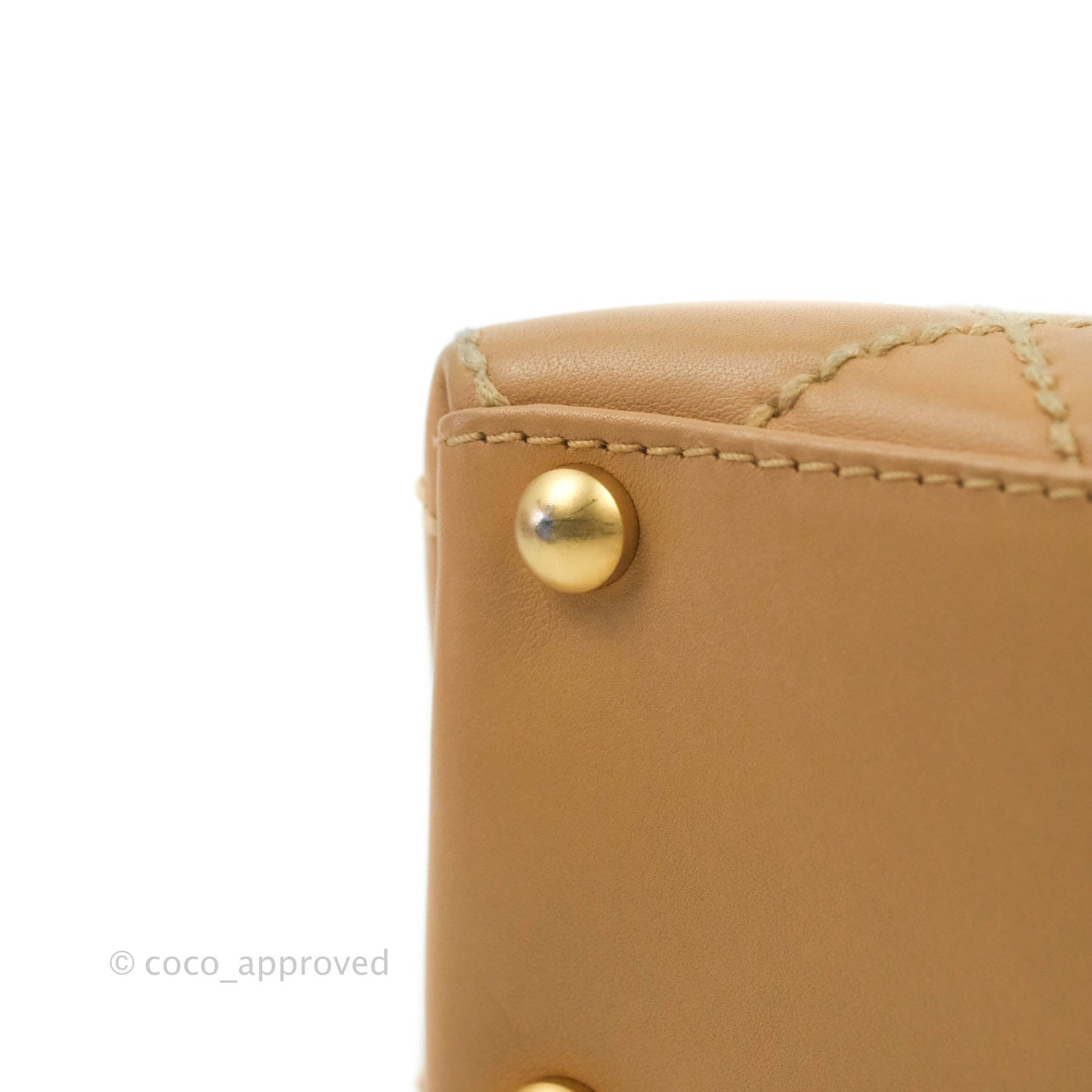 Chanel Vintage Quilted CC Tote Bag Beige Calfskin Gold Hardware