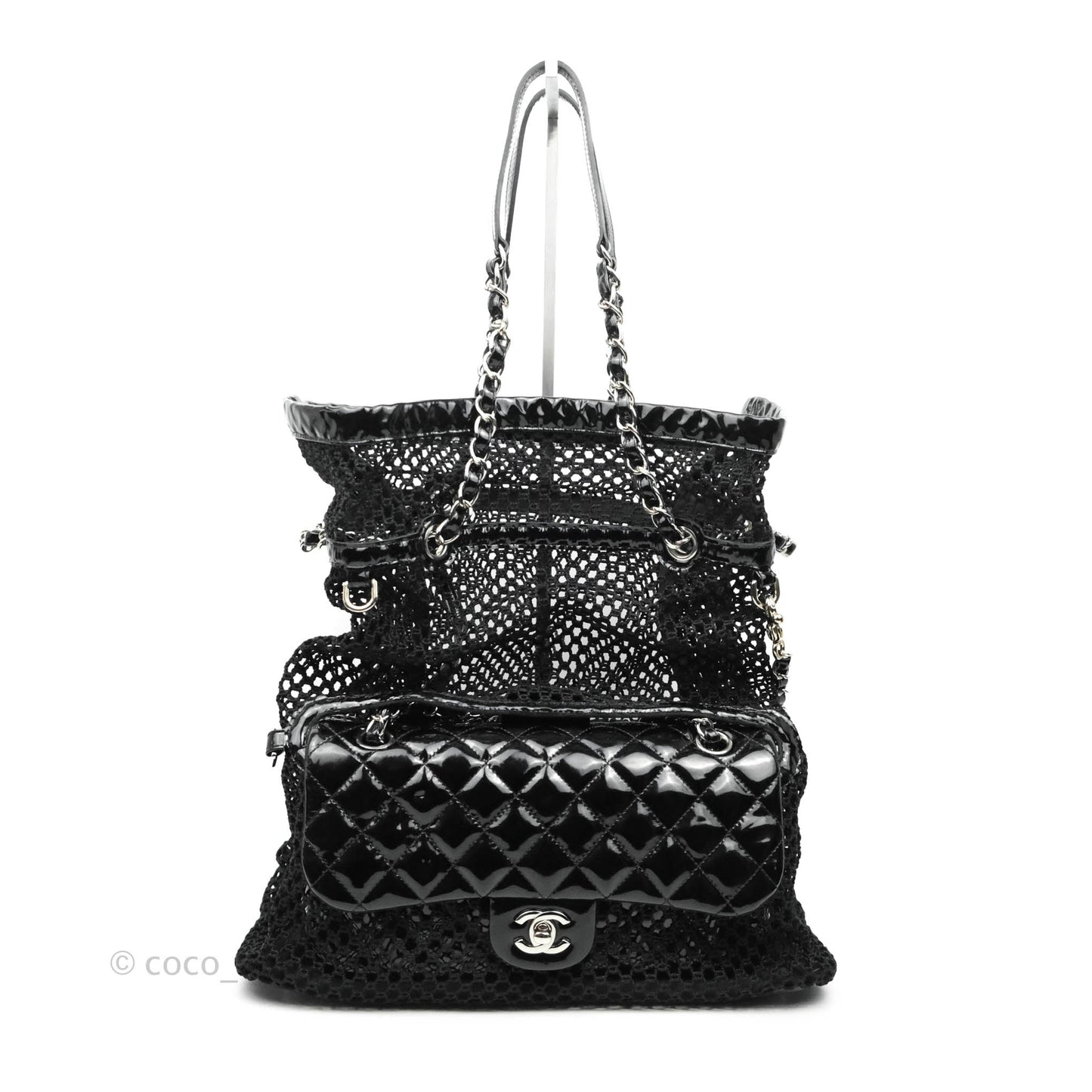Chanel La Madrague Large Net Tote w Removable Patent Medium Flap