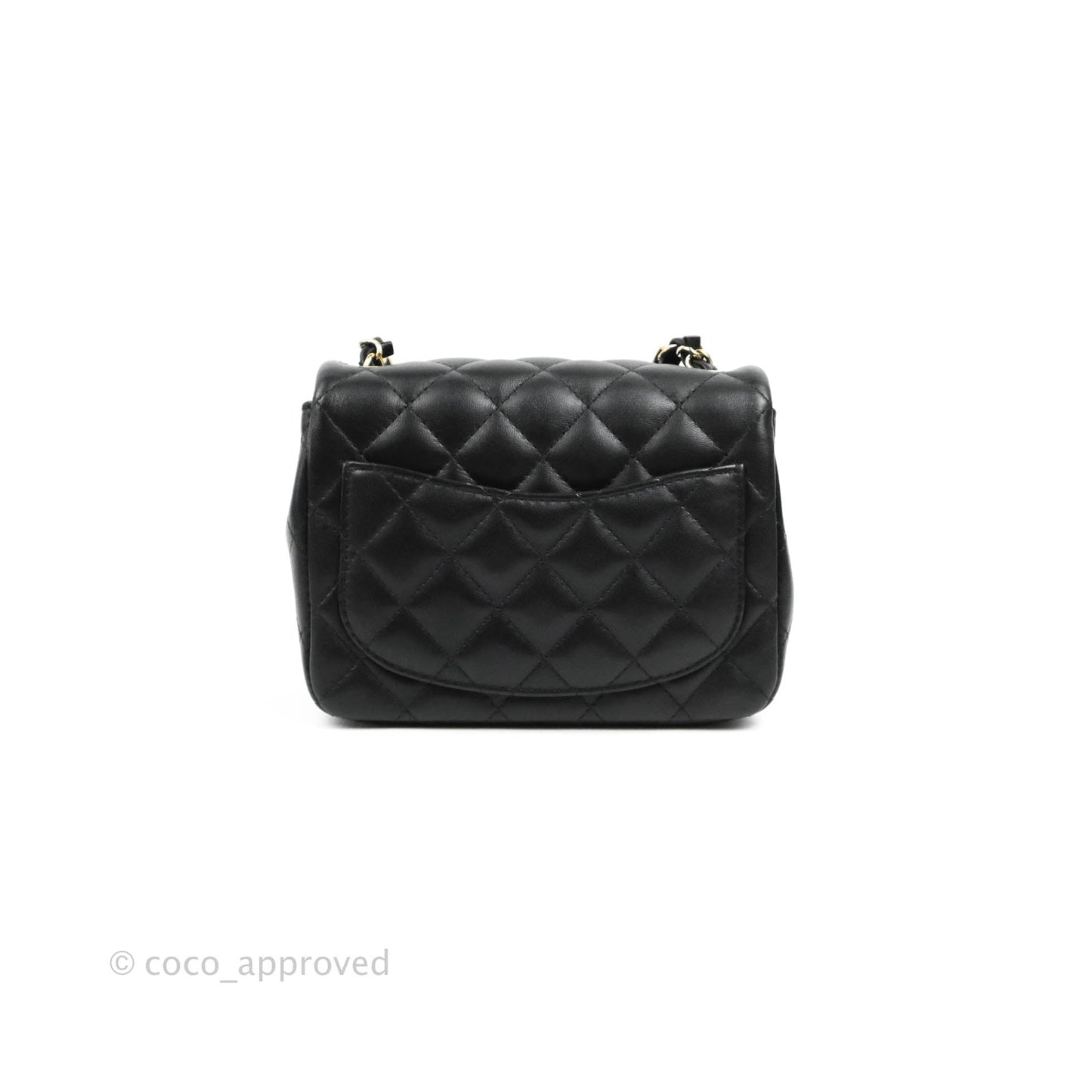 Chanel Quilted Mini Square Black Lambskin Gold Hardware