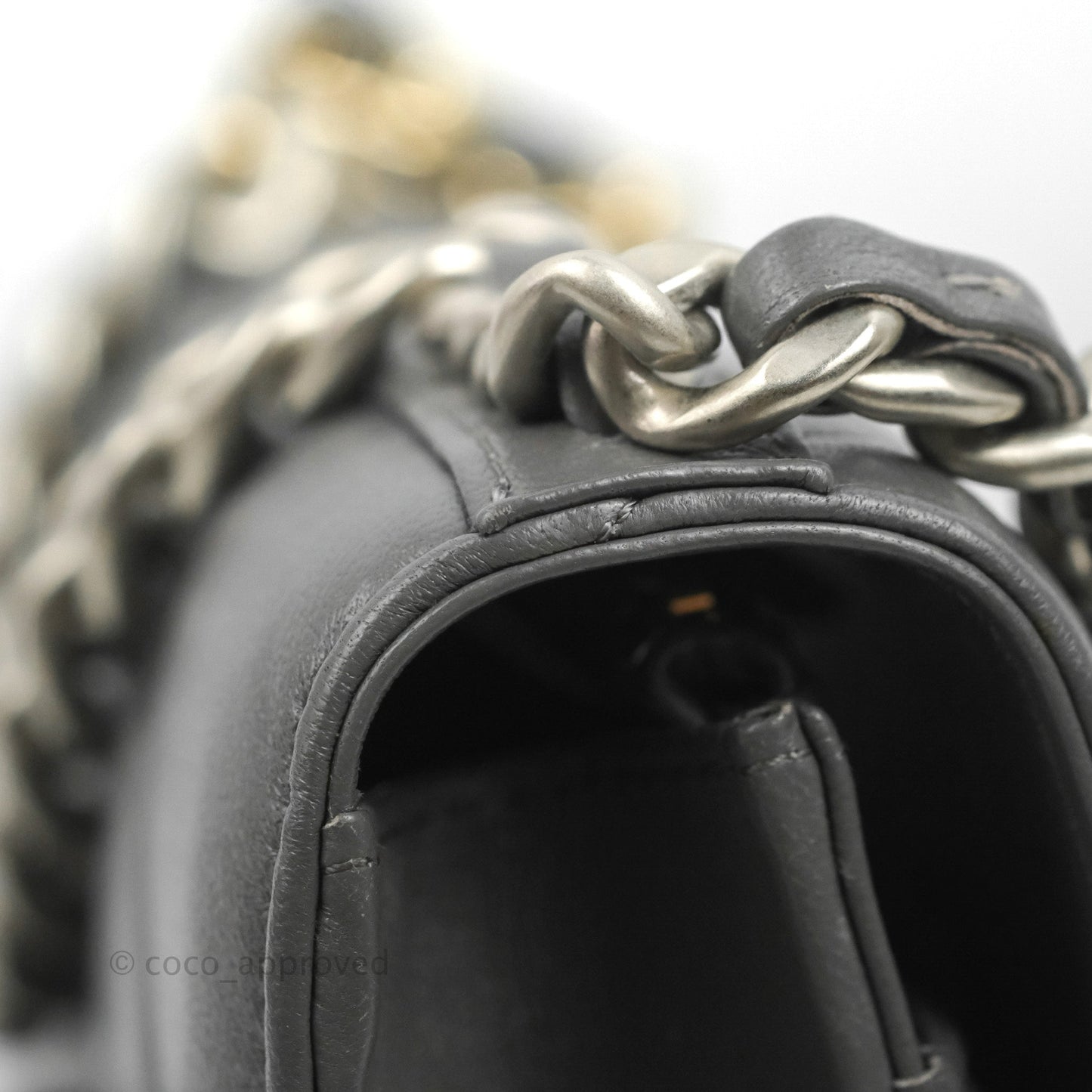 Chanel 19 Wallet on Chain WOC Dark Grey Lambskin Mixed Hardware