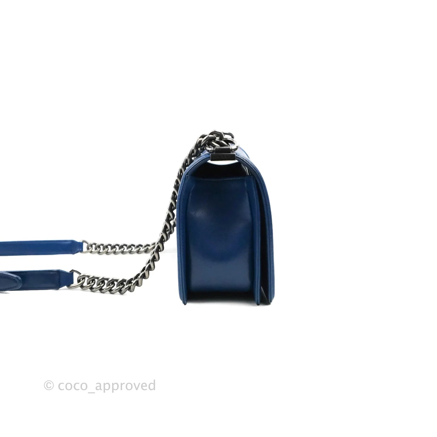 Chanel Quilted Medium Boy Blue Calfskin Ruthenium Hardware