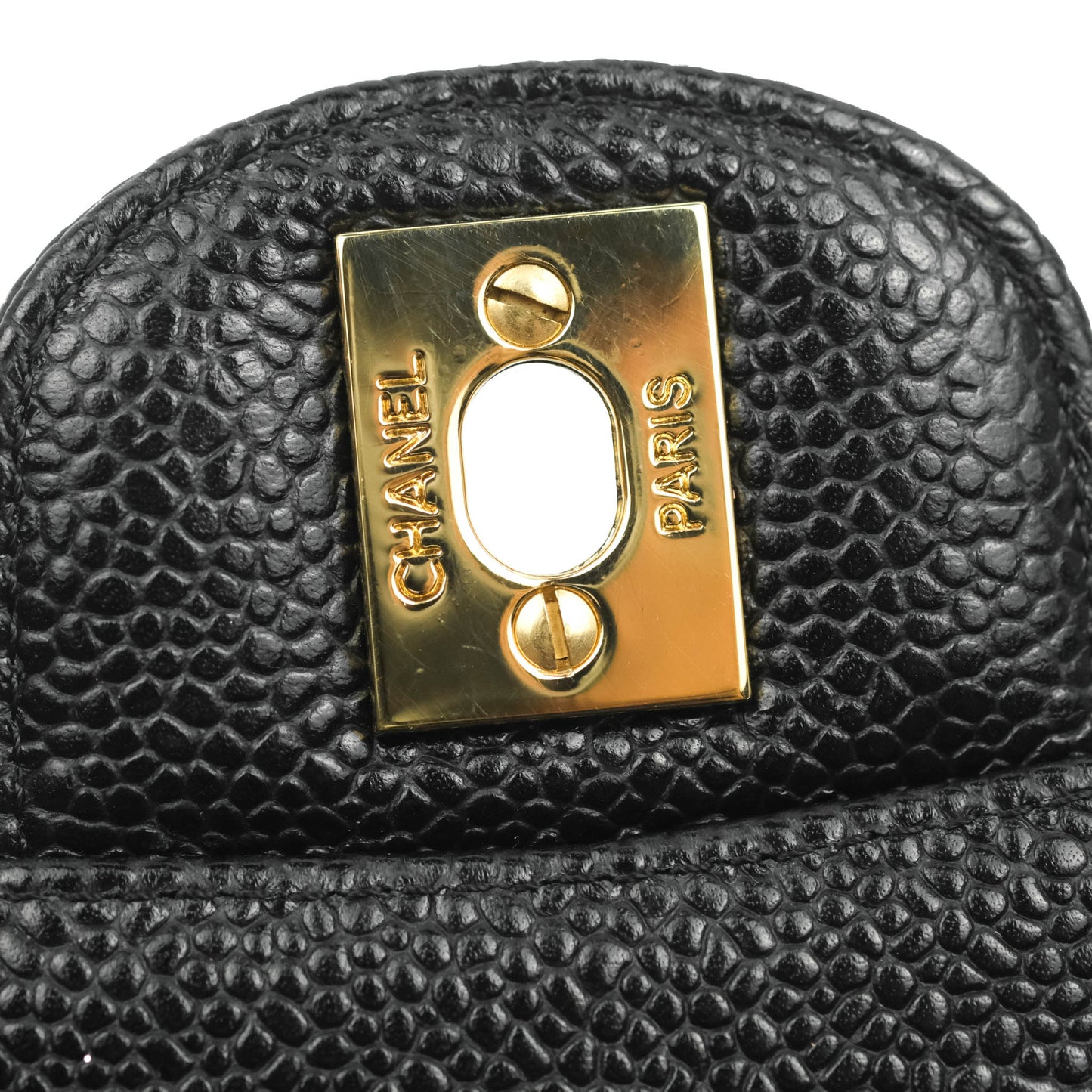 Chanel Classic M/L Medium Double Flap Black Caviar 24k Gold Hardware