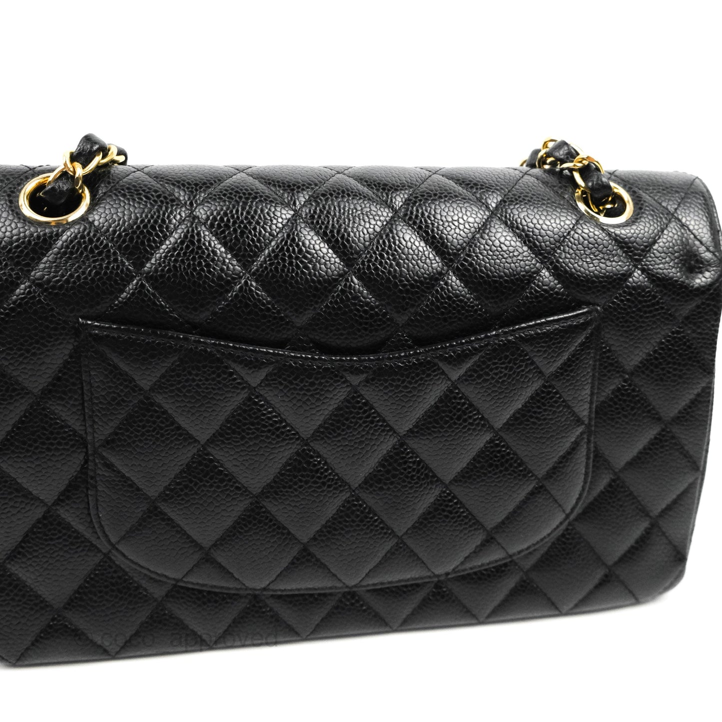 Chanel Classic M/L Medium Flap Quilted Black Caviar 24K Gold Hardware
