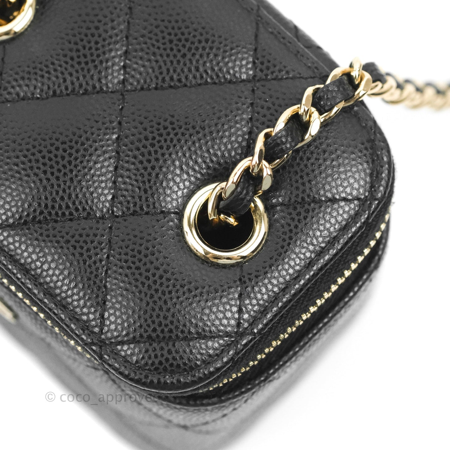 Chanel Mini Vanity With Chain Black Caviar Gold Hardware