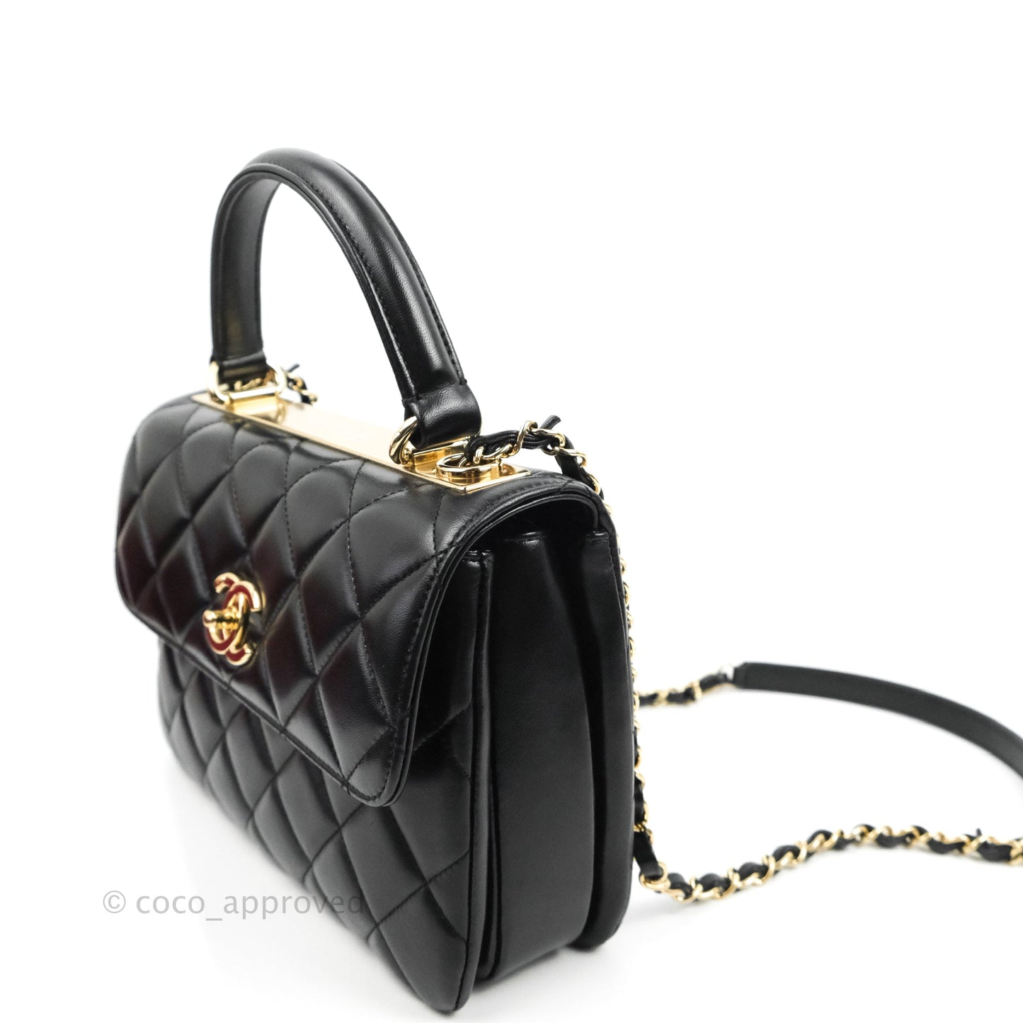 Chanel Small Trendy CC Black Lambskin Gold Hardware