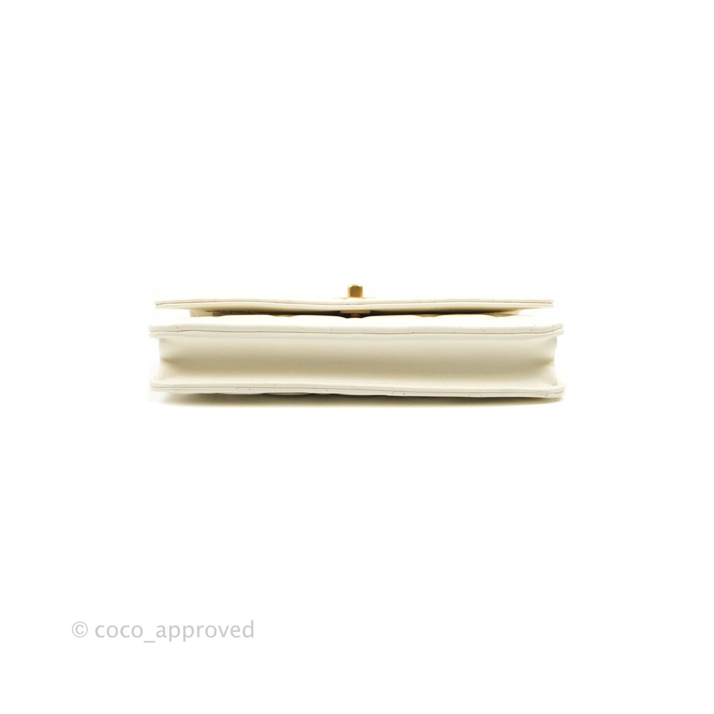 Chanel Quilted Pearl Crush Wallet on Chain WOC White Lambskin Aged Gold Hardware