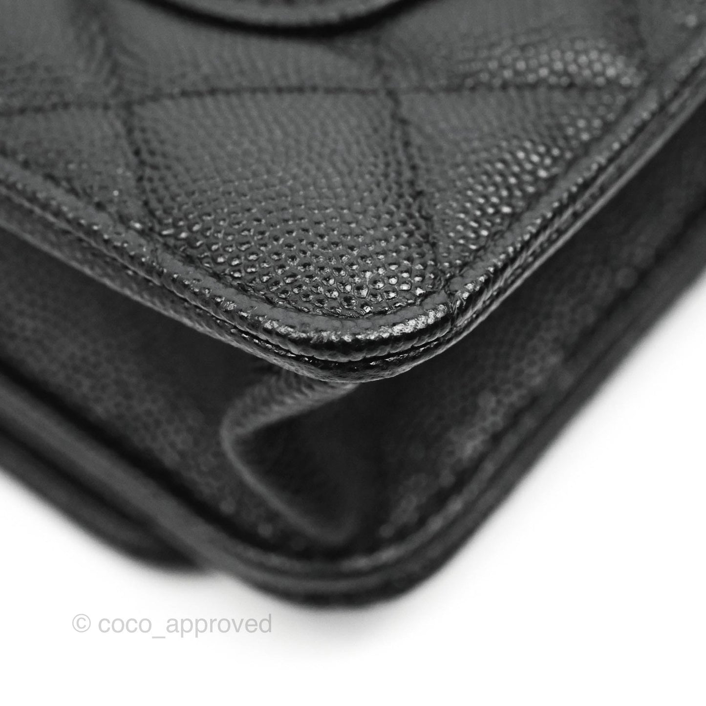 Chanel Quilted WOC Black Caviar Gold Hardware With Charms