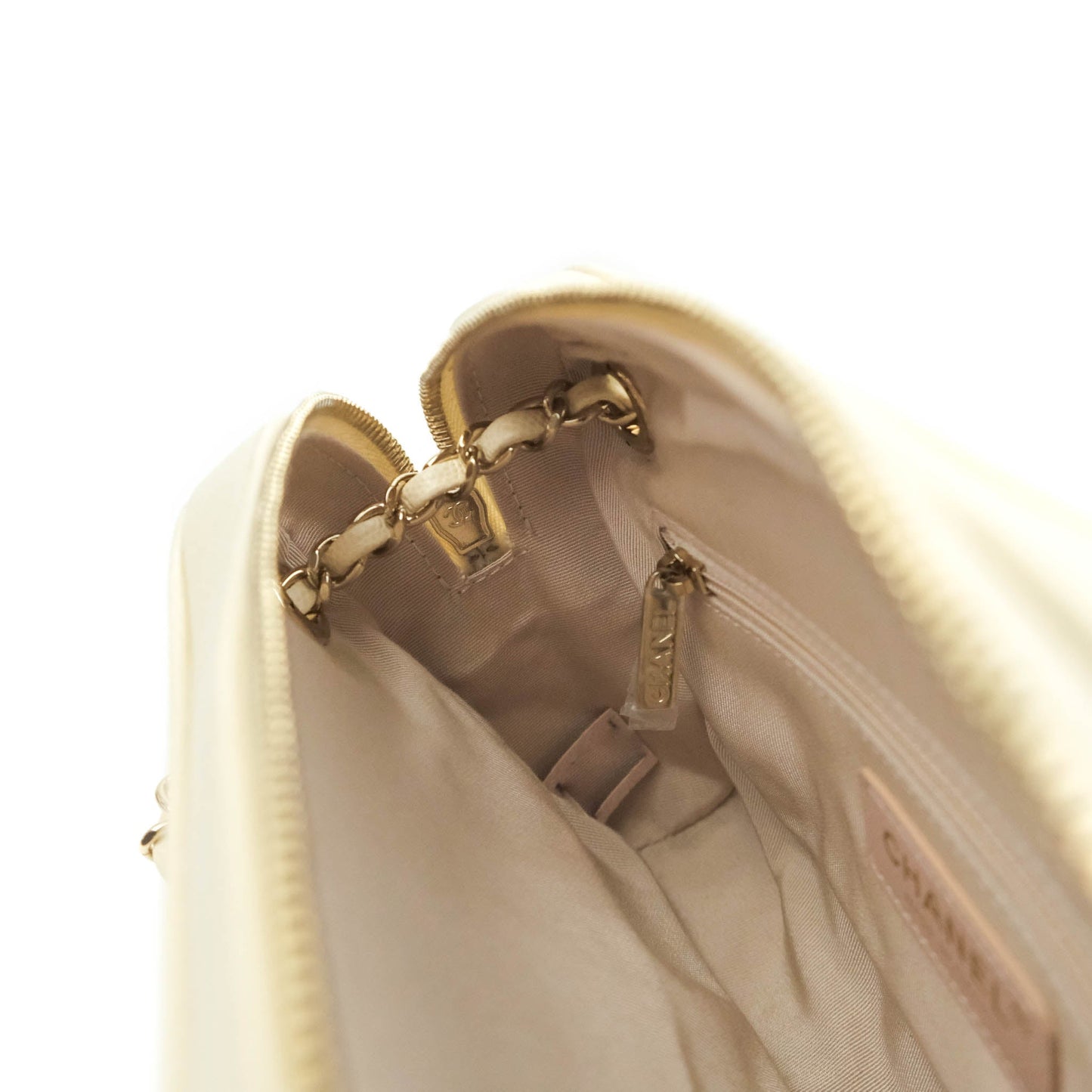 Chanel Camera Bag With Detachable Pouch Ivory Caviar Gold Hardware