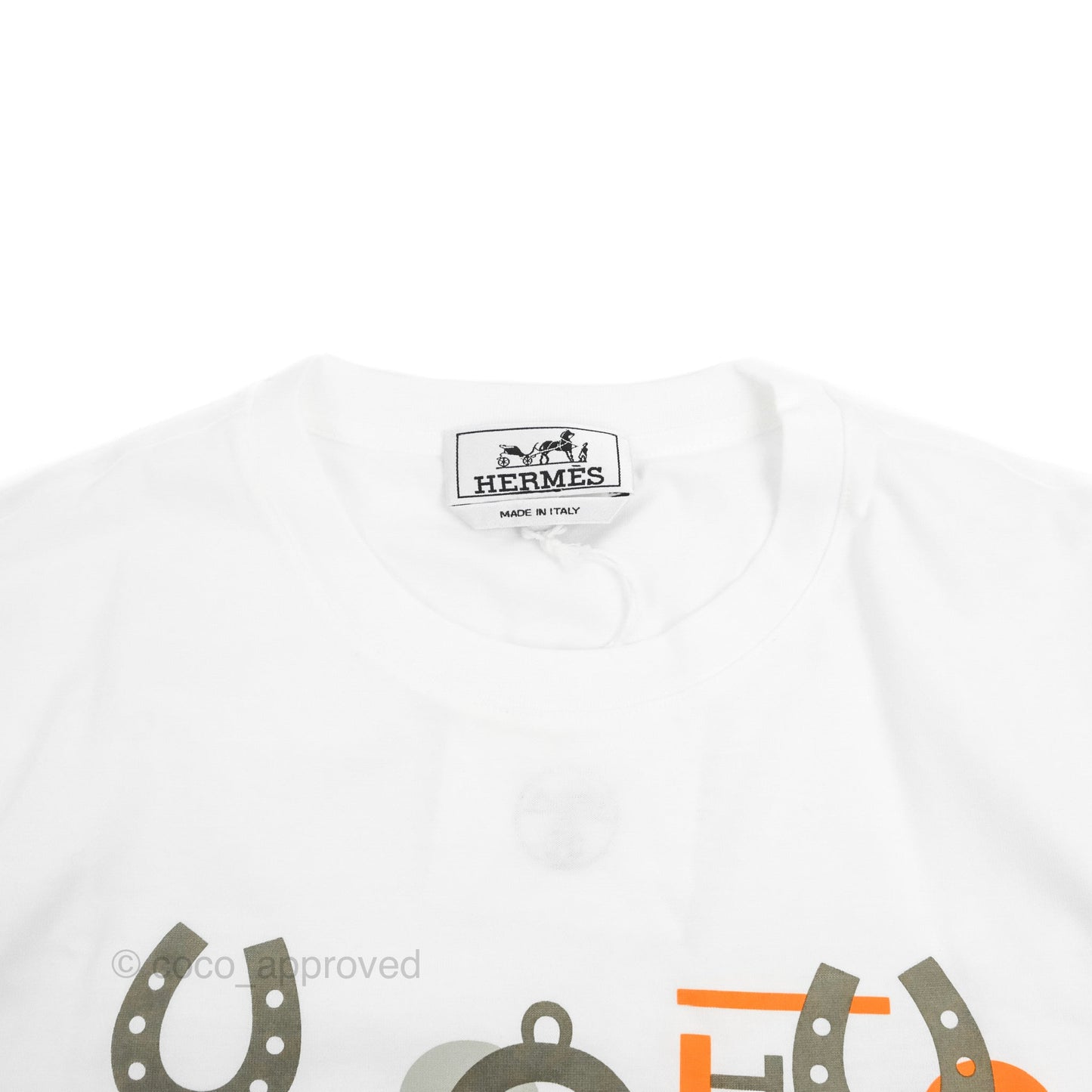 Hermes Robot Print White T-Shirt Size XS