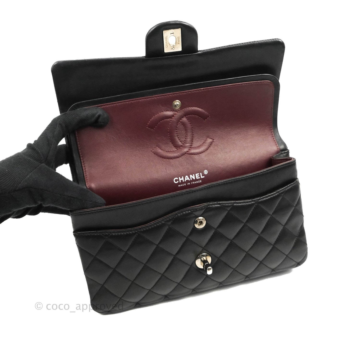 Chanel Medium Classic Quilted Flap Black Lambskin Silver Hardware