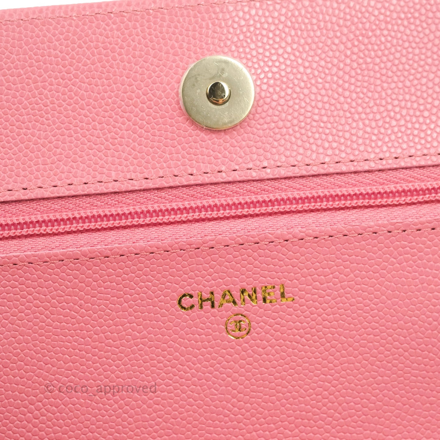 Chanel Quilted Classic Wallet on Chain WOC Pink Caviar Gold Hardware