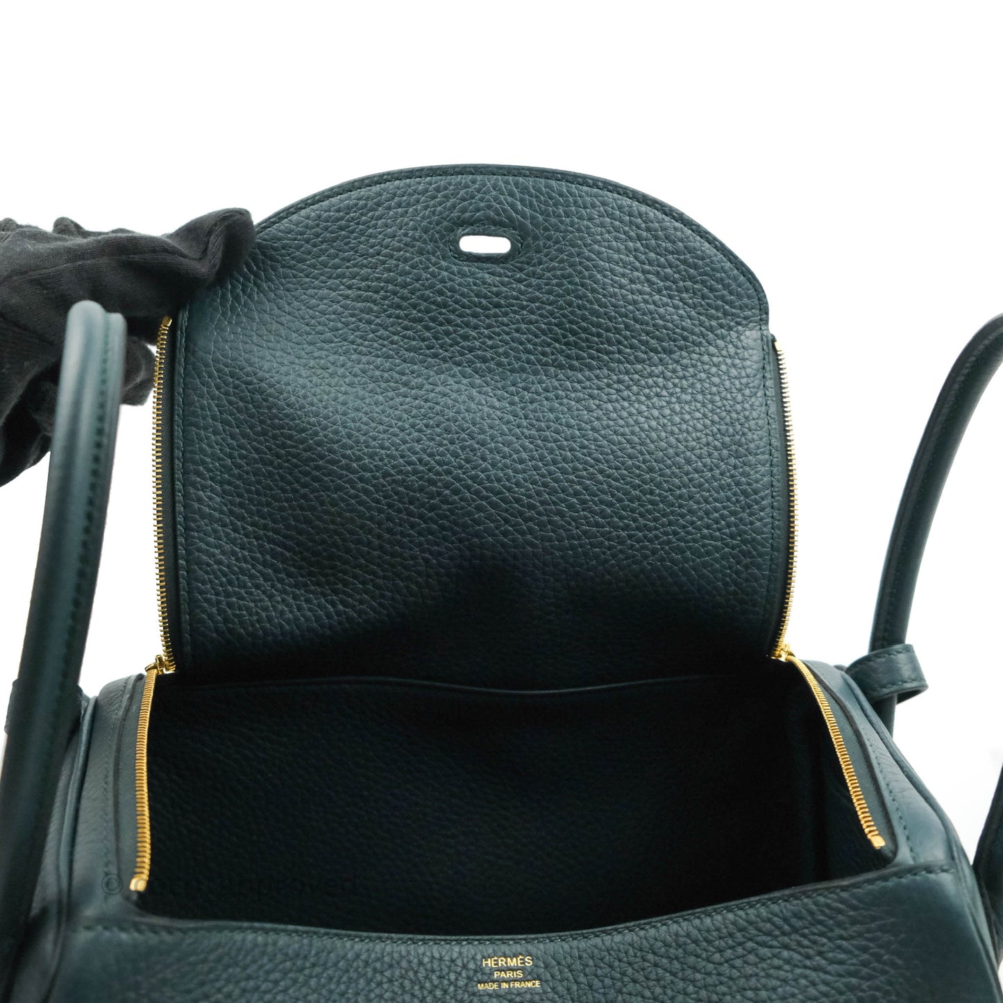 Hermès Lindy 26 Vert Cypress Clemence Gold Hardware