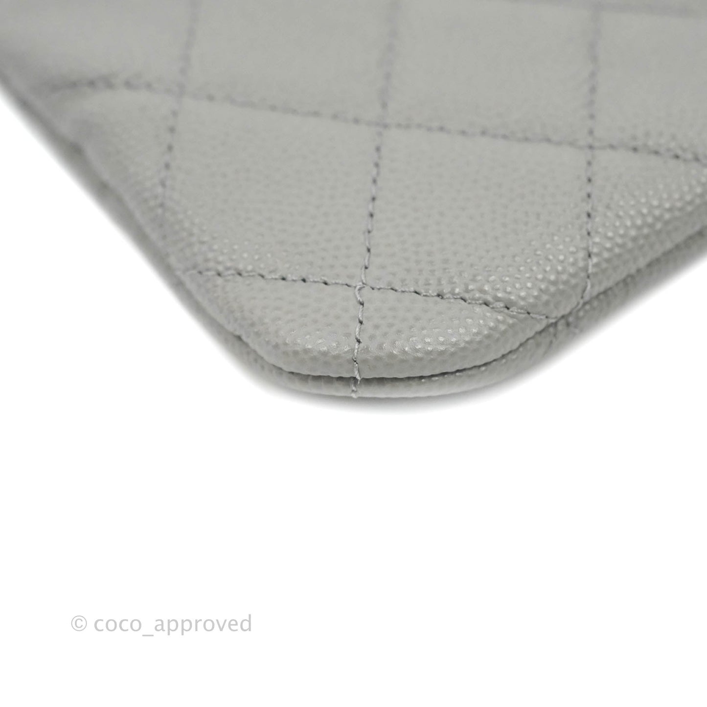 Chanel Quilted Mini O Case Grey Caviar Silver Hardware