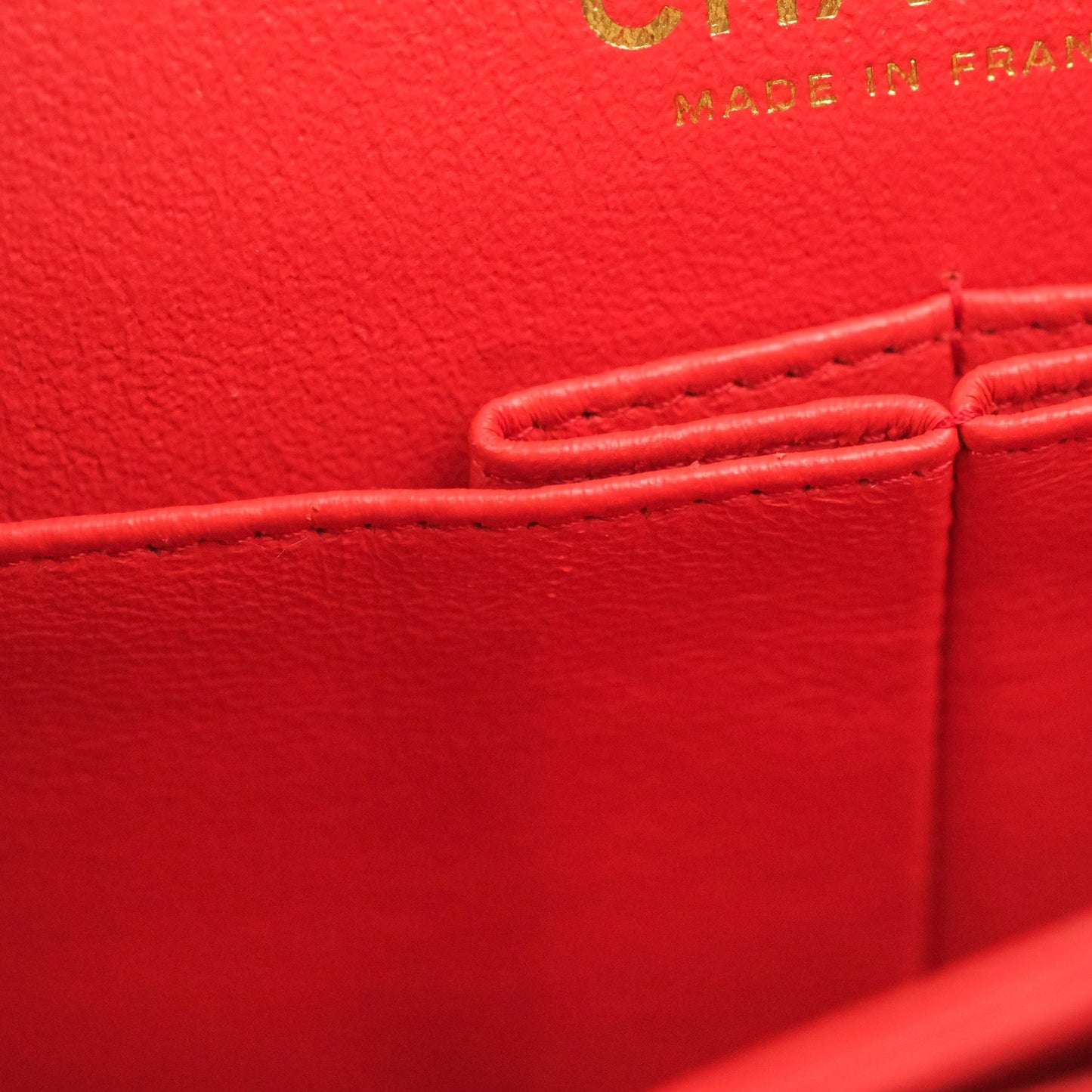 Chanel Classic M/L Medium Double Flap Red Lambskin Gold Hardware