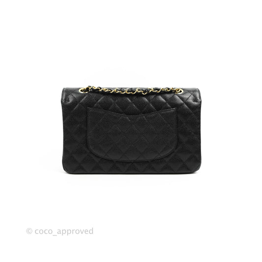 Chanel Classic M/L Medium Double Flap Black Caviar Gold Hardware