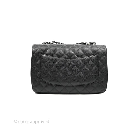 Chanel Jumbo Single Flap Black Caviar Silver Hardware⁣⁣