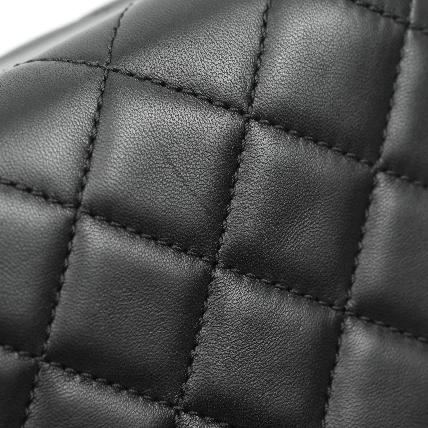 Chanel Quilted CC Kisslock Box With Chain Black Lambskin Ruthenium Hardware