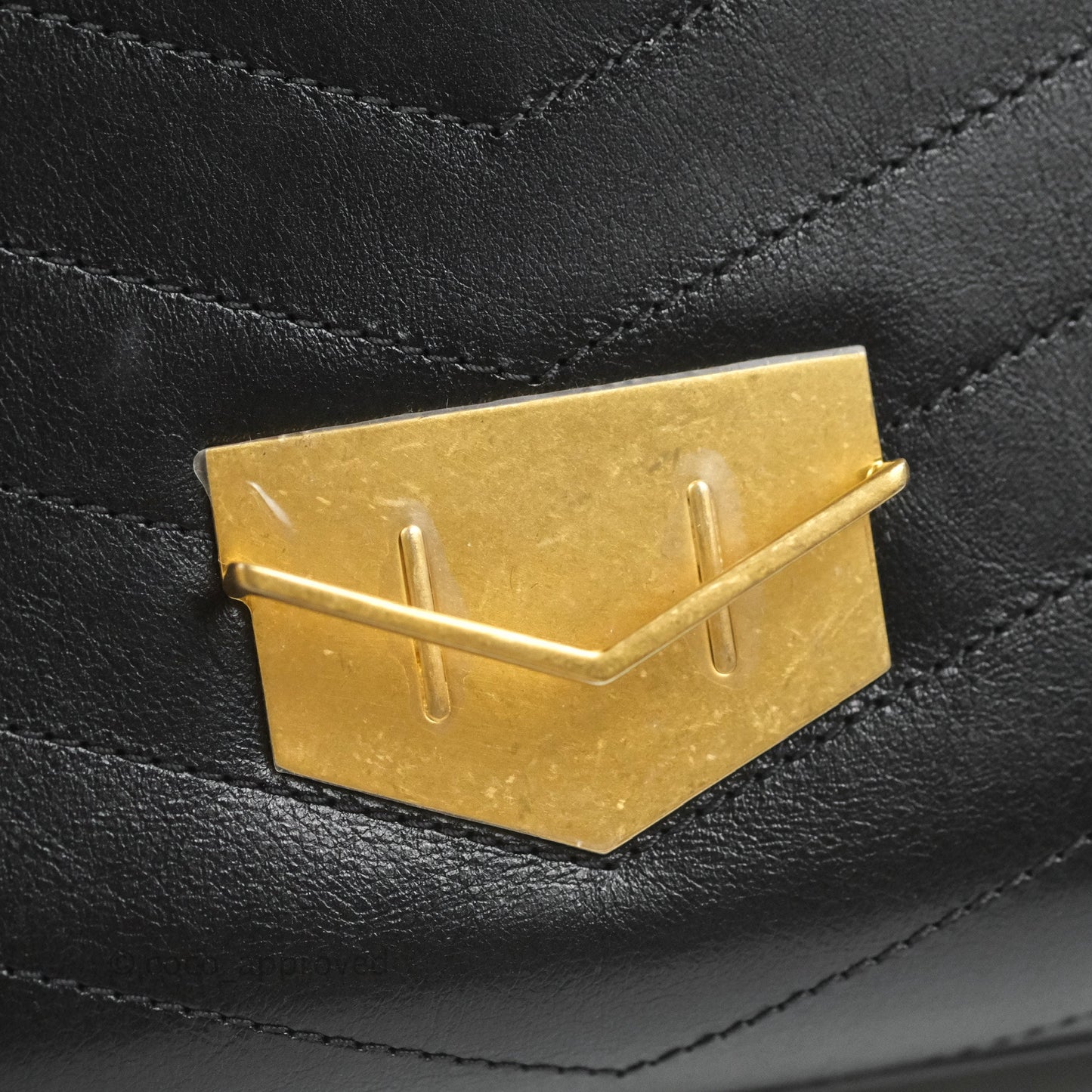 Chanel Medal Envelope Flap Bag Chevron Black Calfskin Aged Gold Hardware