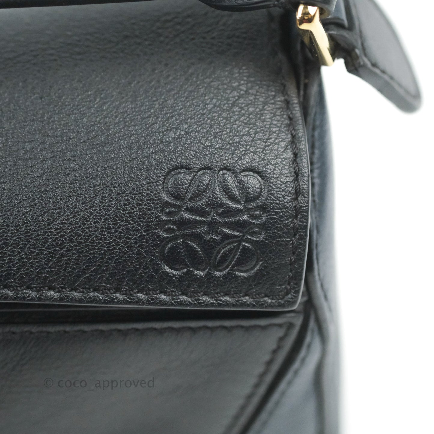 Loewe Mini Puzzle Bag Black/White/Navy Calfskin Gold Hardware