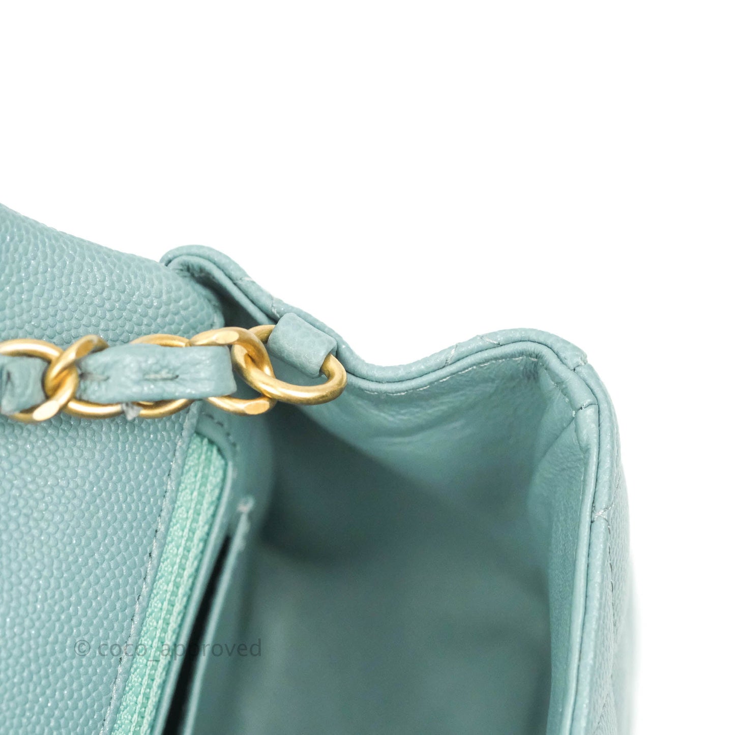 Chanel Quilted Mini Rectangular Flap Iridescent Blue Aged Gold Hardware 18C
