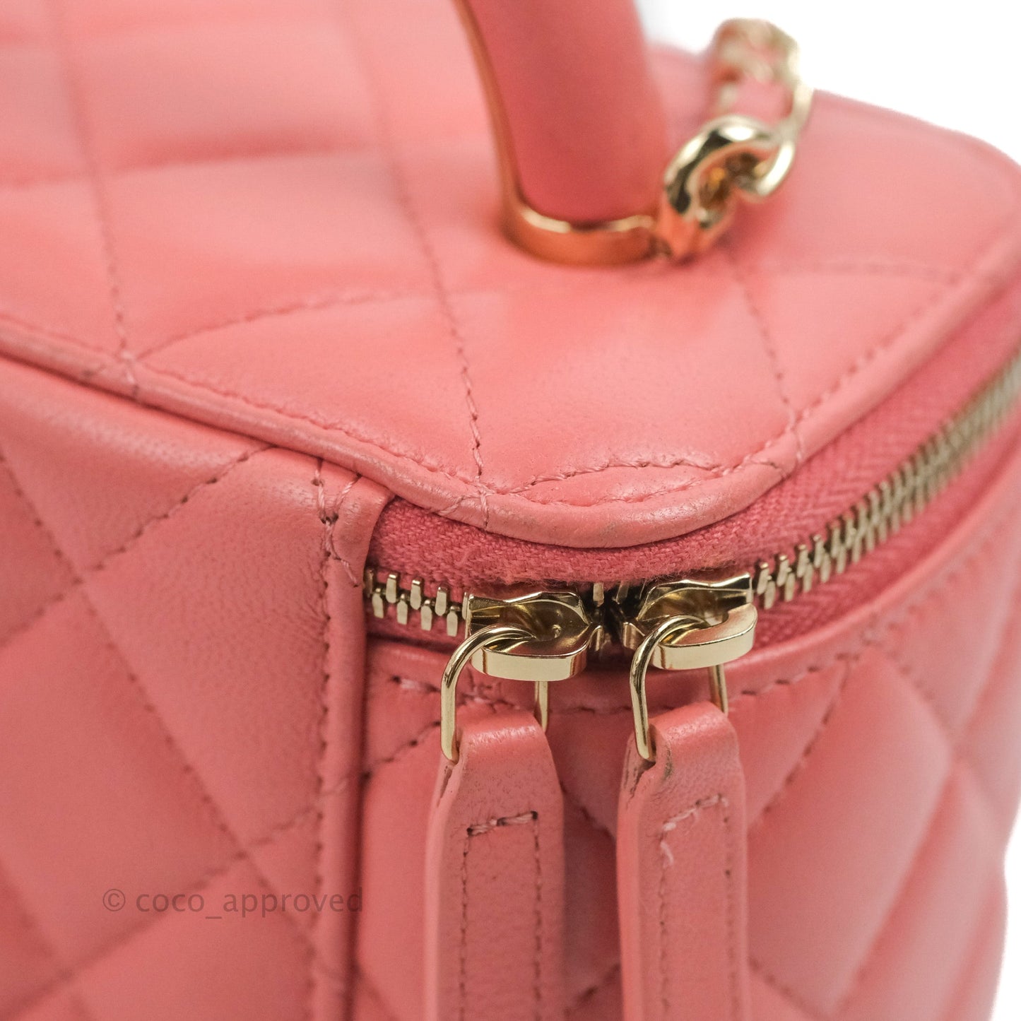 Chanel Vanity Rectangular Top Handle Pink Lambskin Gold Hardware