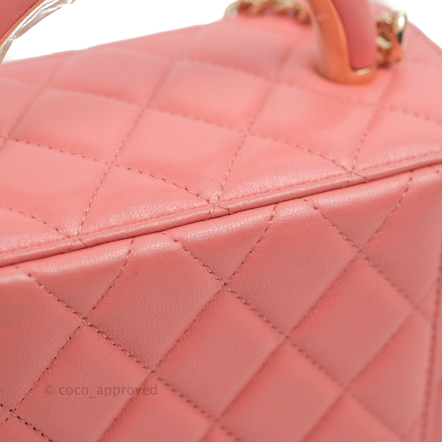 Chanel Vanity Rectangular Top Handle Pink Lambskin Gold Hardware