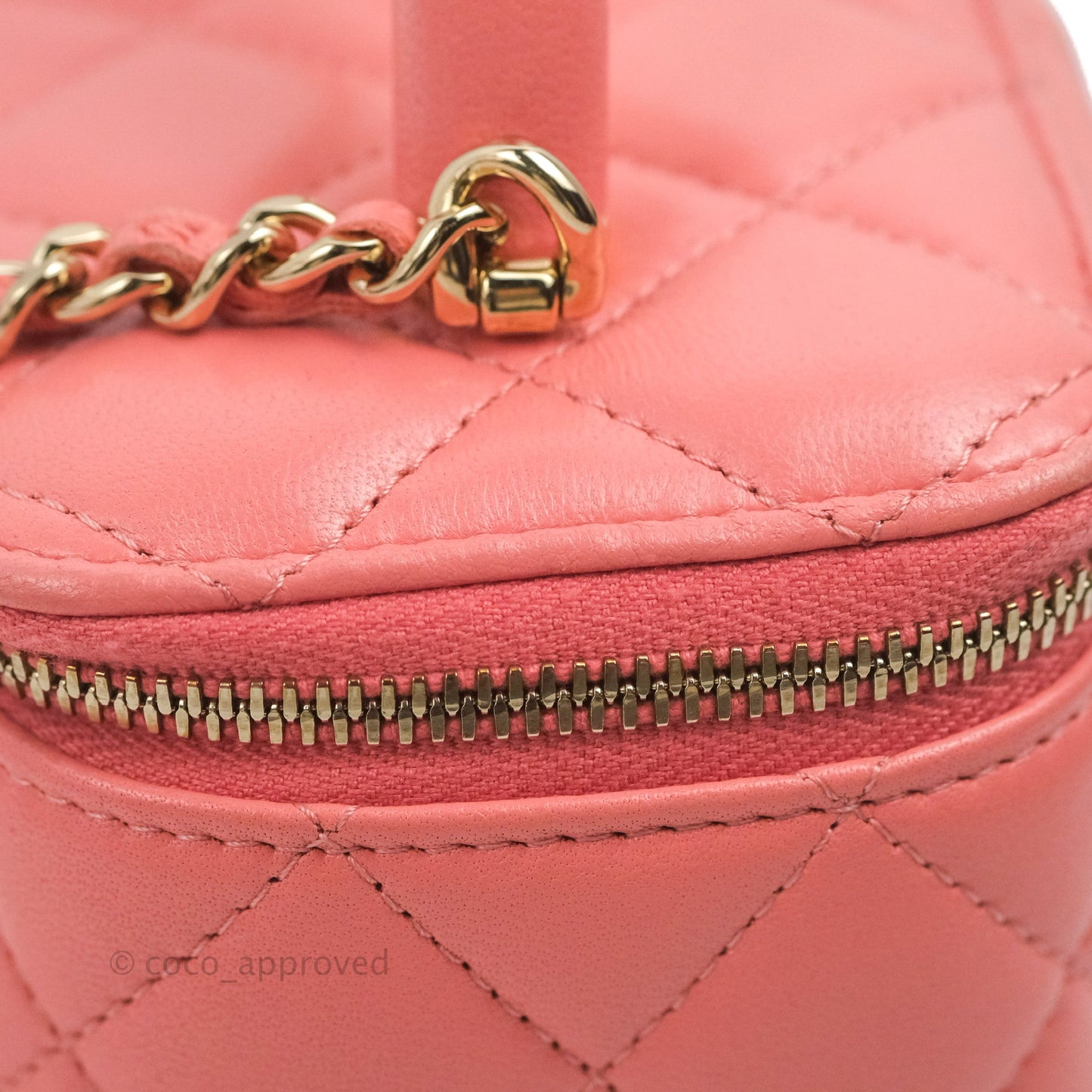 Chanel Vanity Rectangular Top Handle Pink Lambskin Gold Hardware